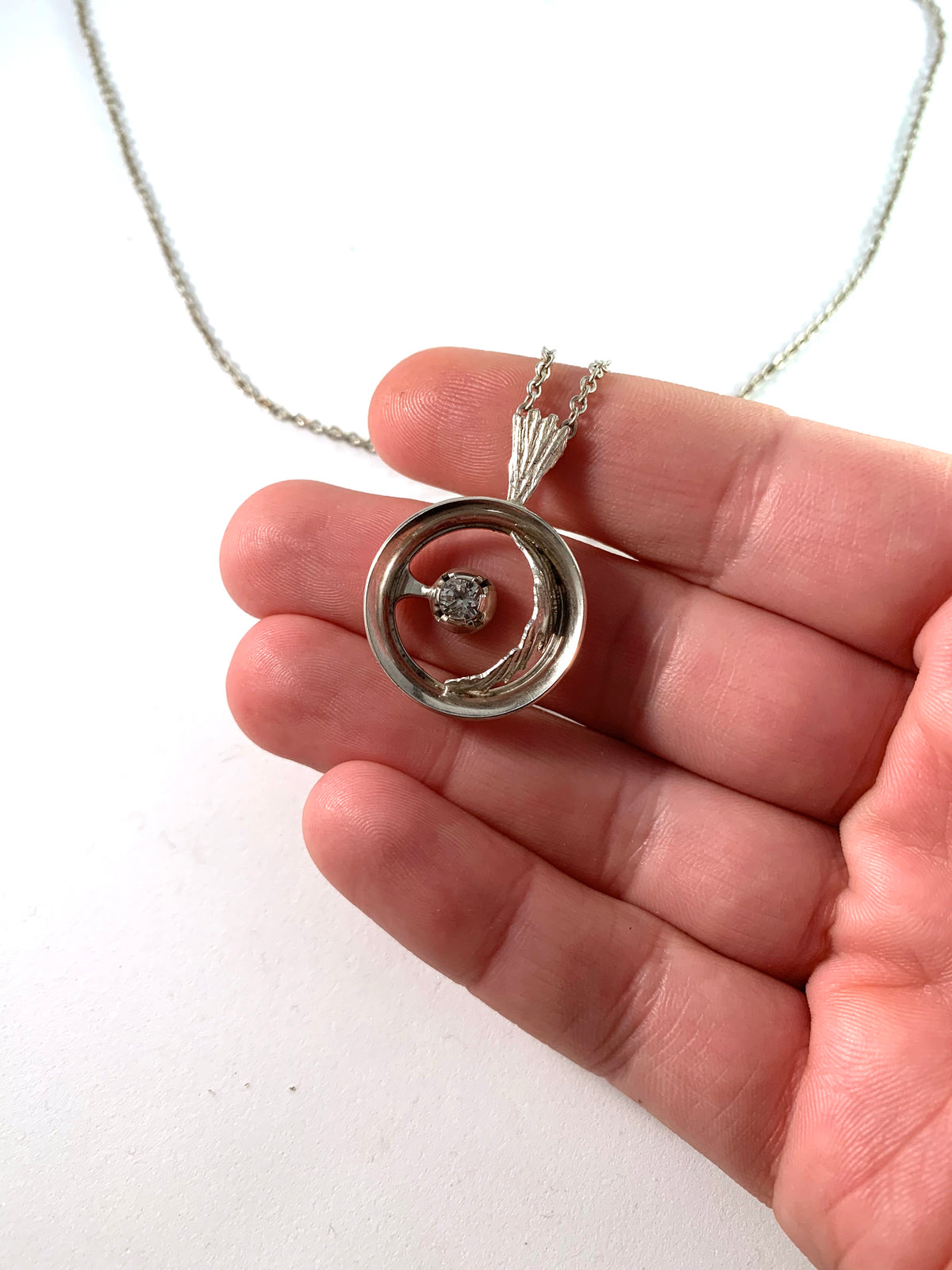 Martti Viikinniemi 1960s Finland 830 Silver Rock Crystal Necklace.