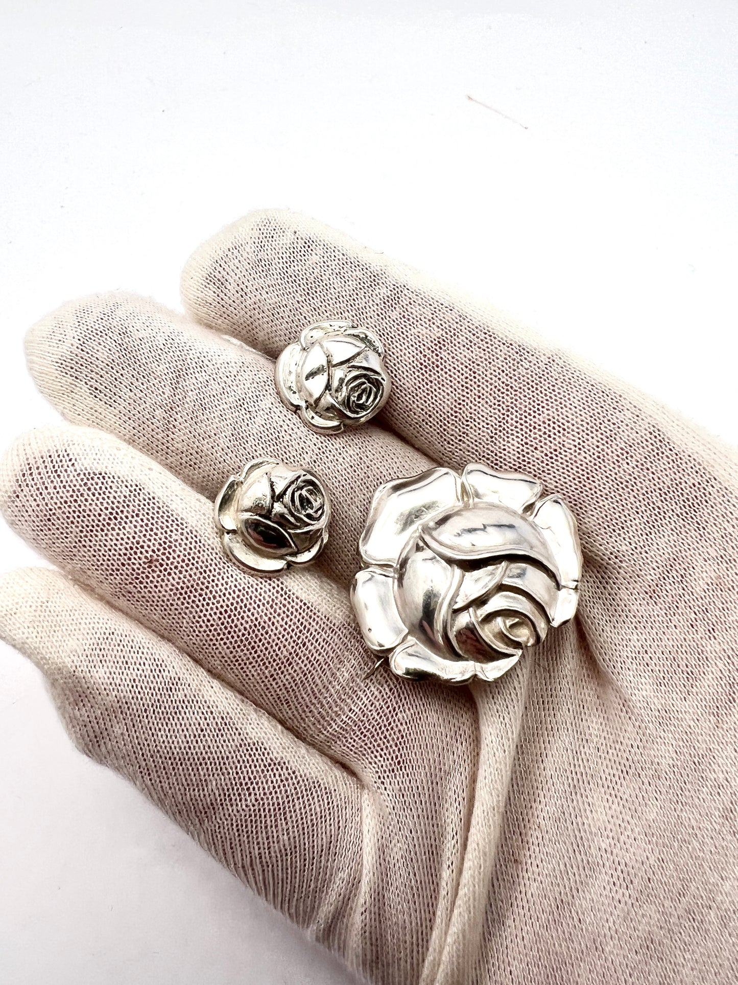 S.L Jacobsen & Co, Denmark 1910-20s Solid Silver Brooch and Cufflinks.
