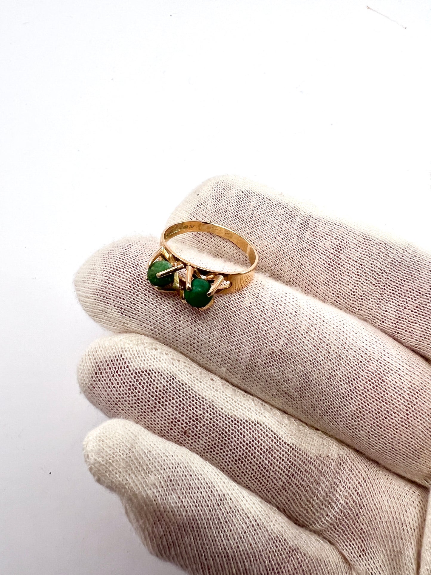 Elis Kauppi, Kupittaan Kulta Finland c 1960. Vintage 14k Gold Green Turquoise Ring.