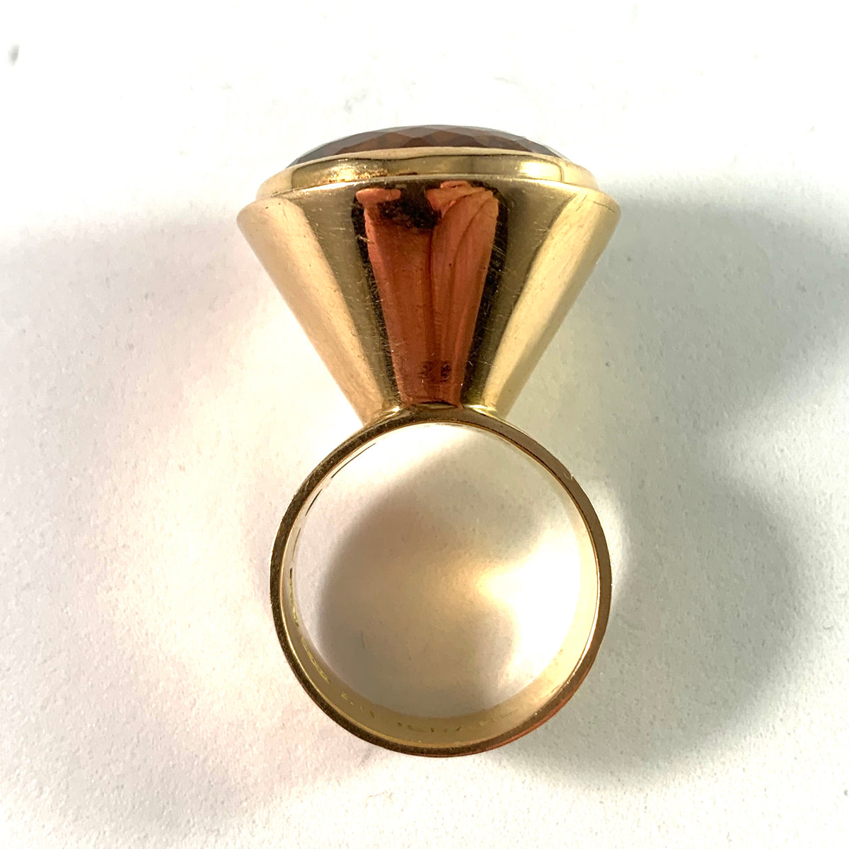 Bengt Liljedahl, Stockholm 1979 Vintage Massive 27gram 18k Gold Citrine Ring. Signed.