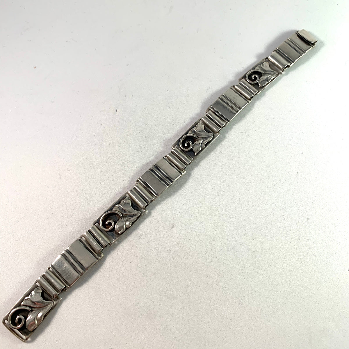 CB Hansen, Denmark Vintage 1950s Solid 830 Silver Panel Bracelet.