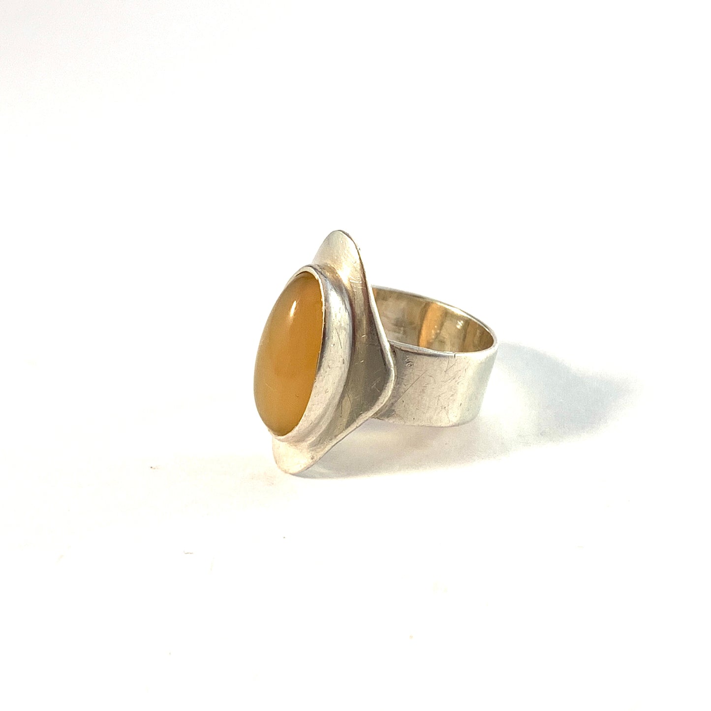 Vintage 1960s Solid 835 Silver Quartz Ring.