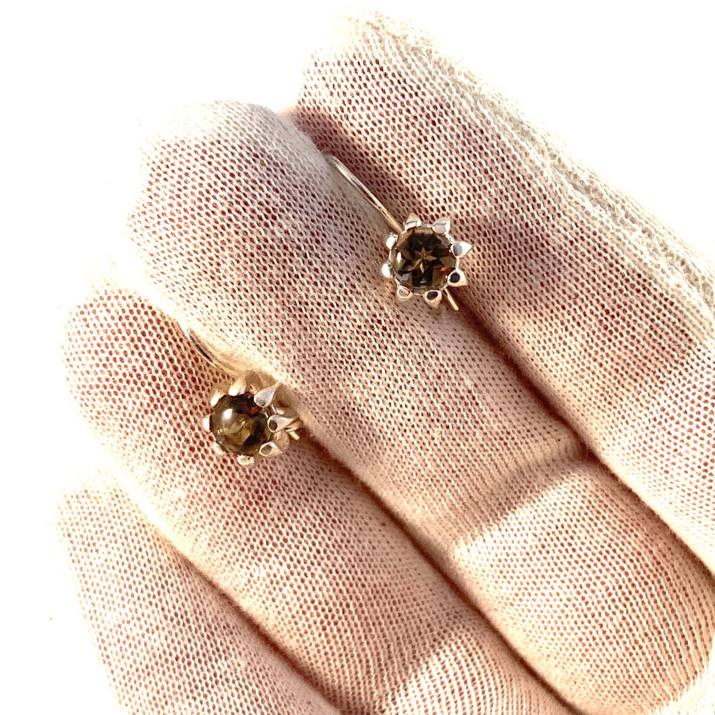 Kirsti Doukas for Kalevala Koru, Finland. Vintage Sterling Silver Quartz Earrings.