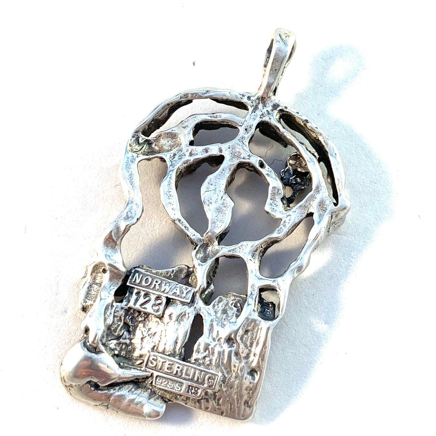 Ragnar Skalstad, Norway 1960s Sterling Silver Modernist Brutalist Pendant.