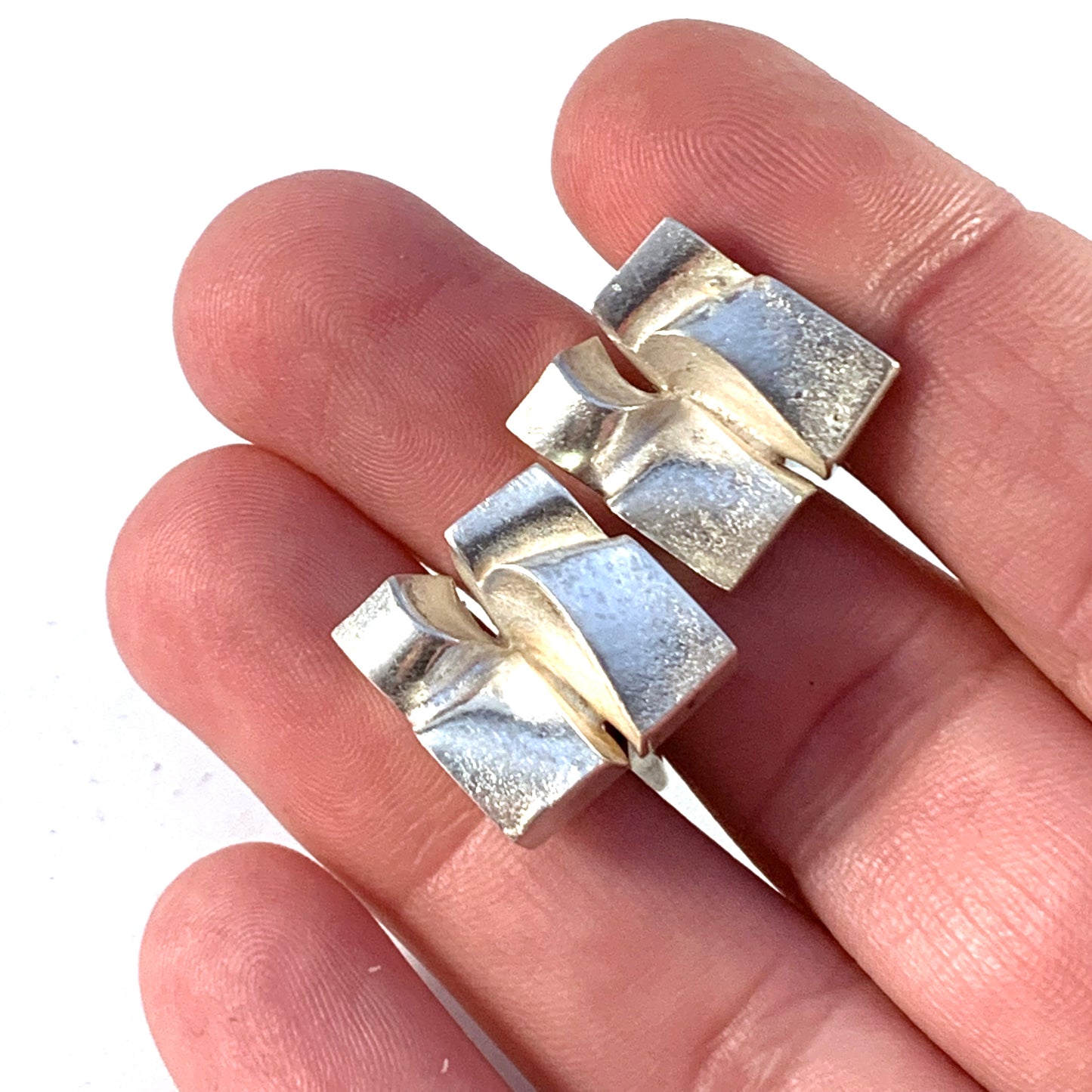 Björn Weckström, Lapponia, Finland 1971 Modernist Sterling Silver Cufflinks. Design Polar Ice