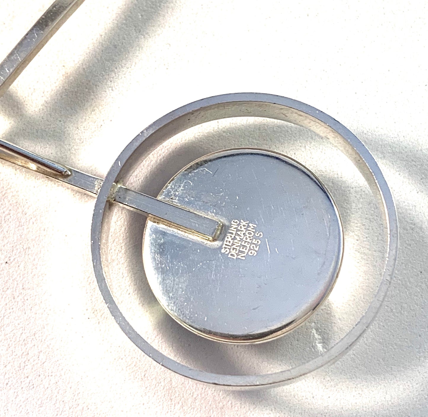 Niels Erik From, Denmark 1960s Sterling Silver Amber Necklace.