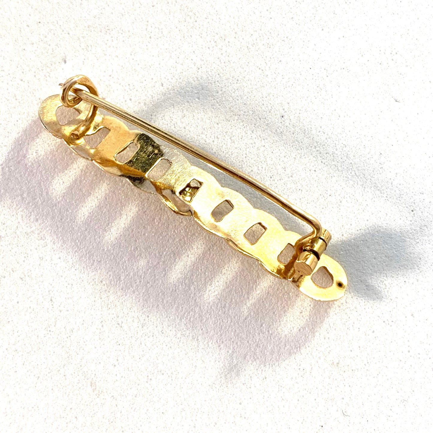 Sweden 1910s Antique 18k Gold Seed Pearl Brooch.