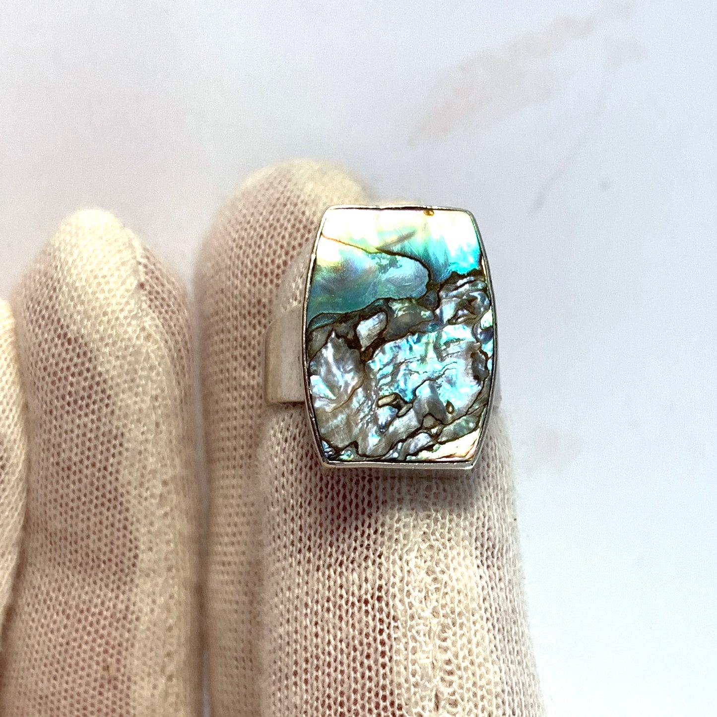 Arne Johansen, Denmark 1960s Sterling Silver Abalone Ring.