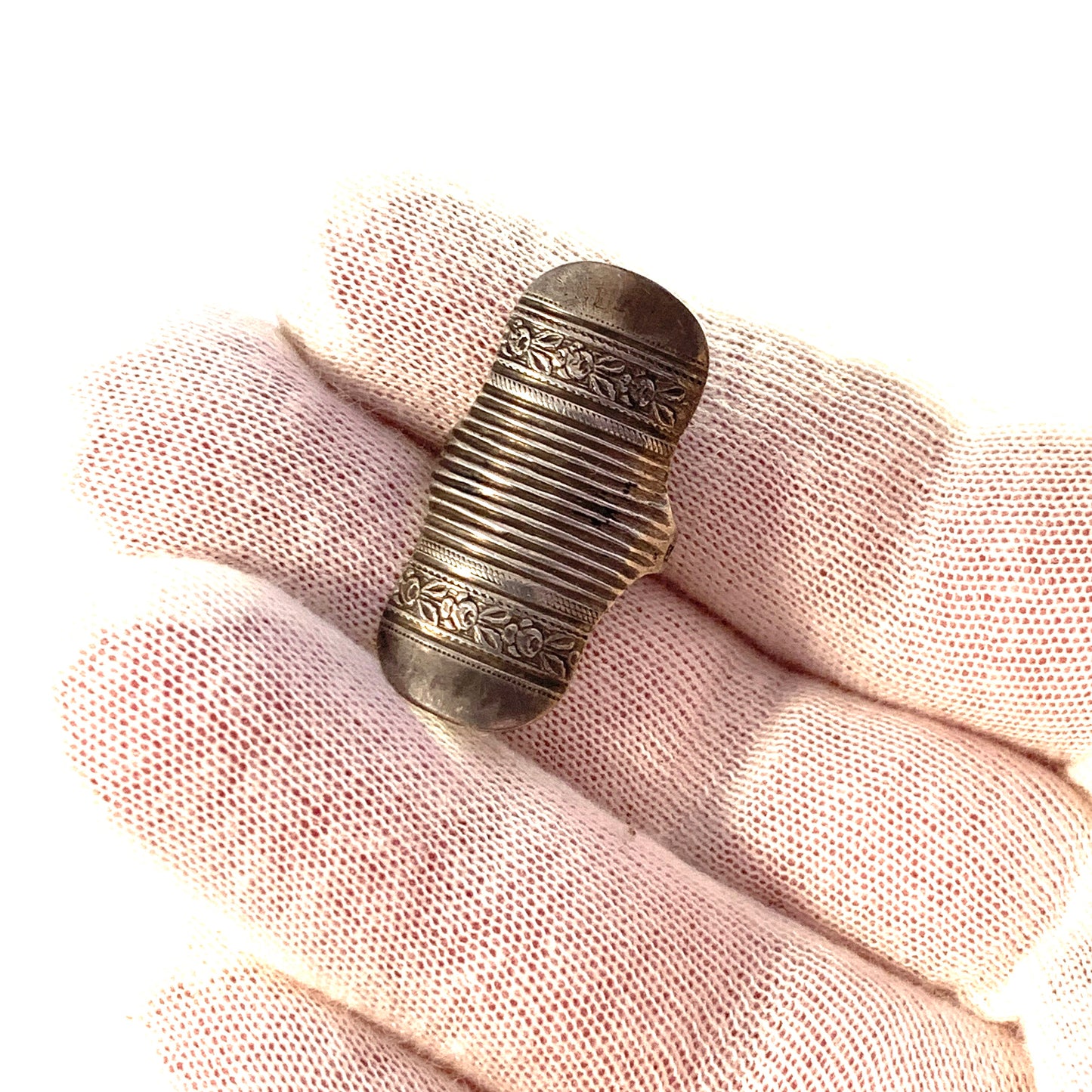 Sweden year 1857. Antique Silver Thimble Ring.