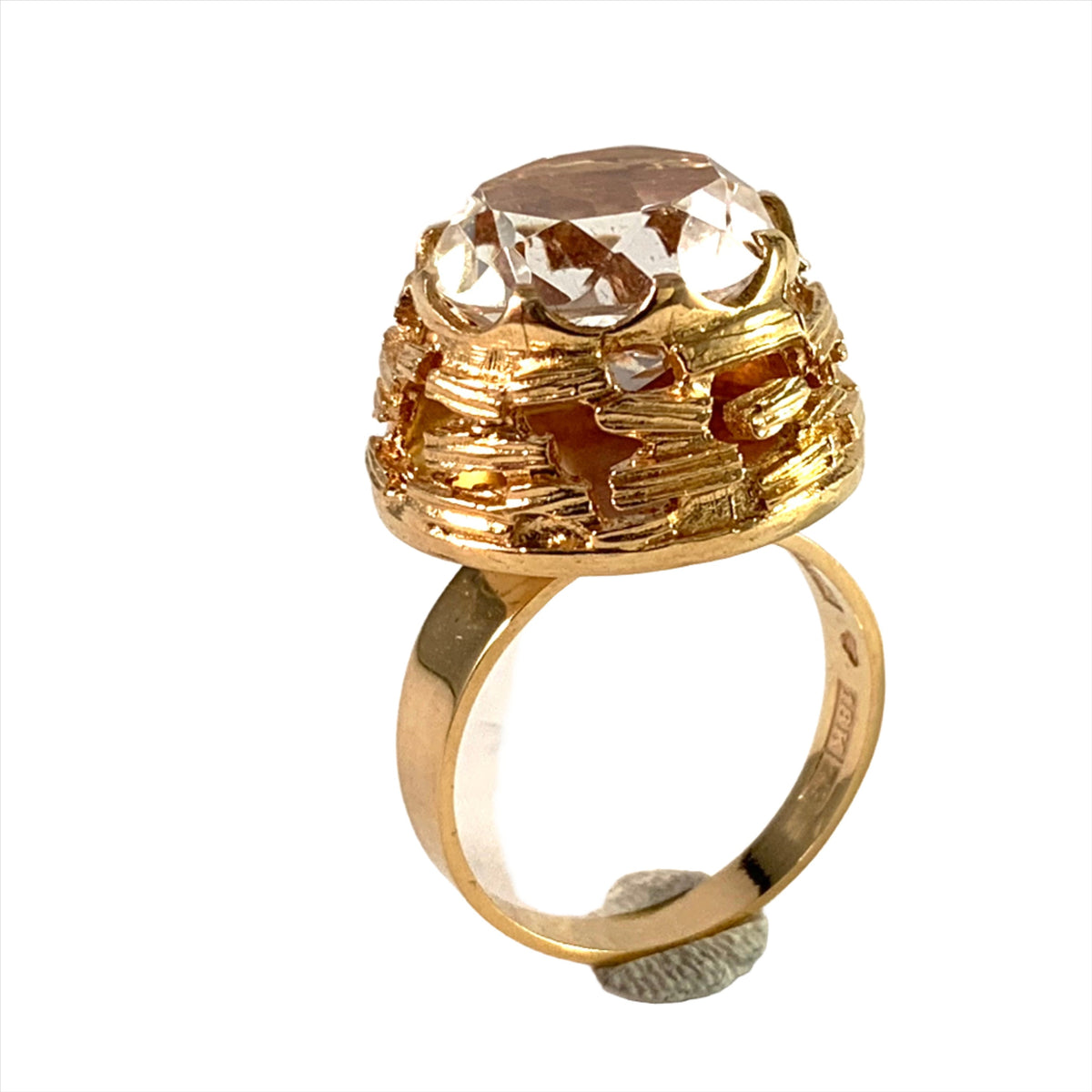 Bengt Hallberg, Sweden 1974 Bold Vintage 18k Gold Rock Crystal Ring. 9 gram