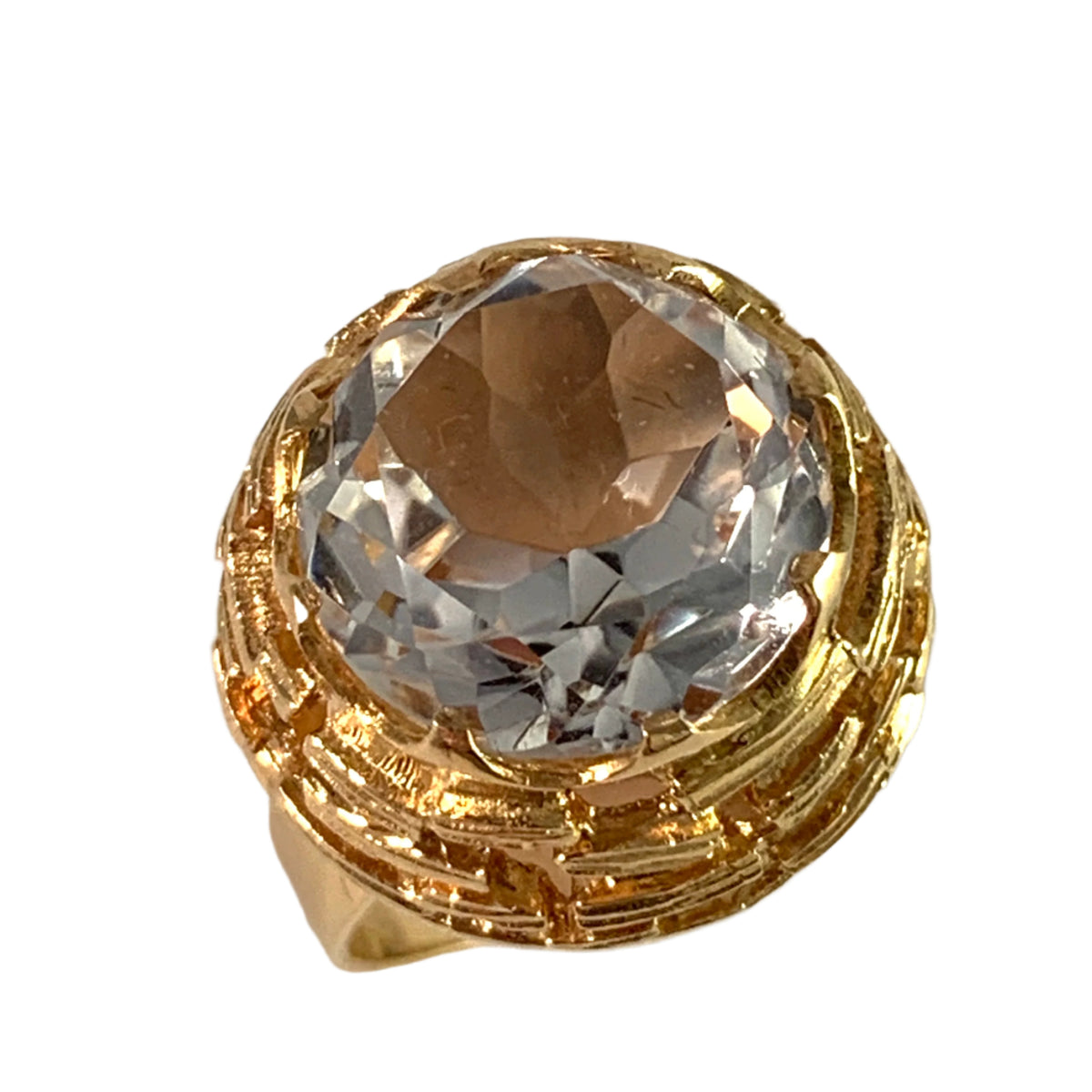 Bengt Hallberg, Sweden 1974 Bold Vintage 18k Gold Rock Crystal Ring. 9 gram