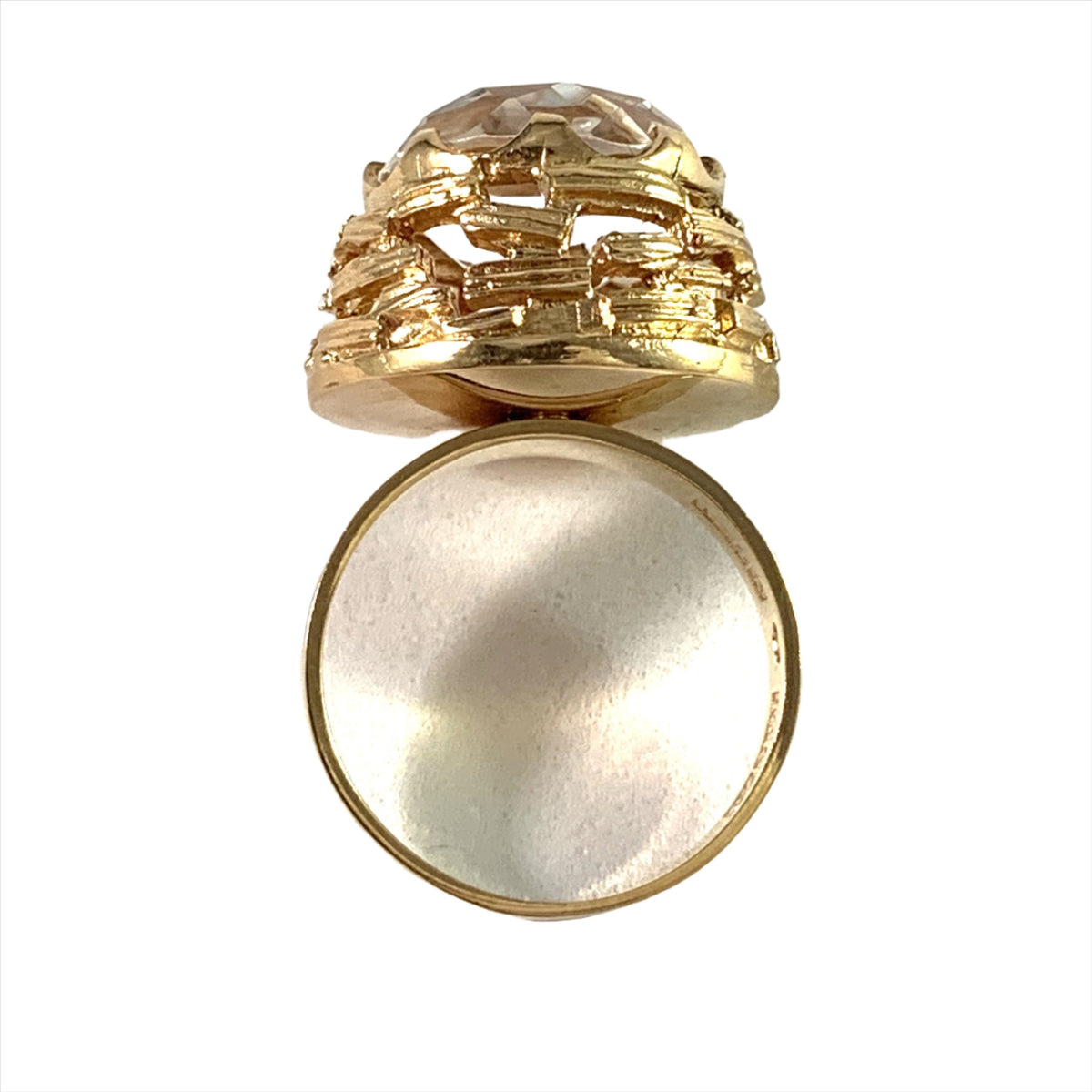 Bengt Hallberg 1974 Modernist Bold 18k Gold Rock Crystal Ring