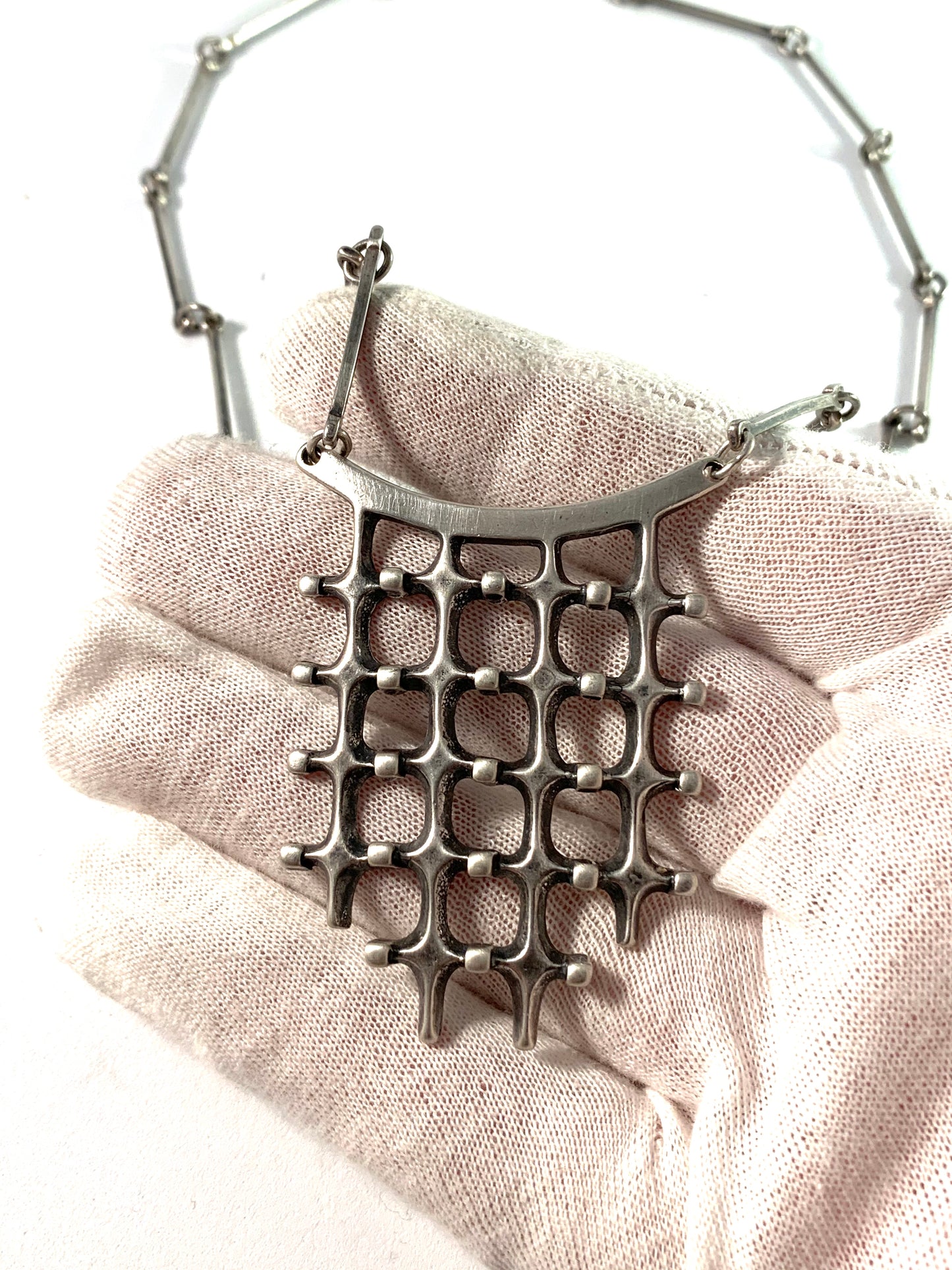 Marianne Berg for David Andersen, Norway 1960s Sterling Silver Large Necklace.