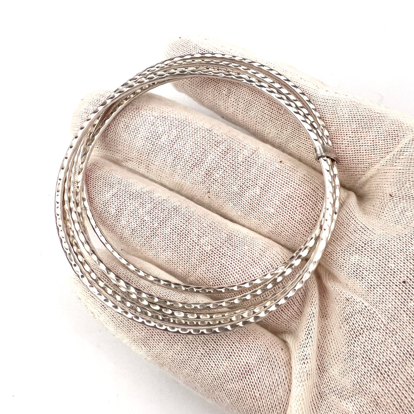 Maker ERD, Germany. Vintage 835 Silver Bangle Stack.