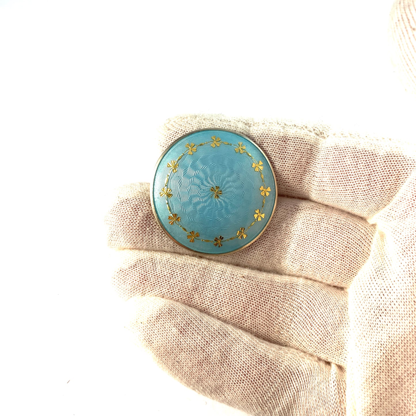 Gustav Gaudernack, Norway early 1900s Antique Sterling Silver Enamel Brooch.