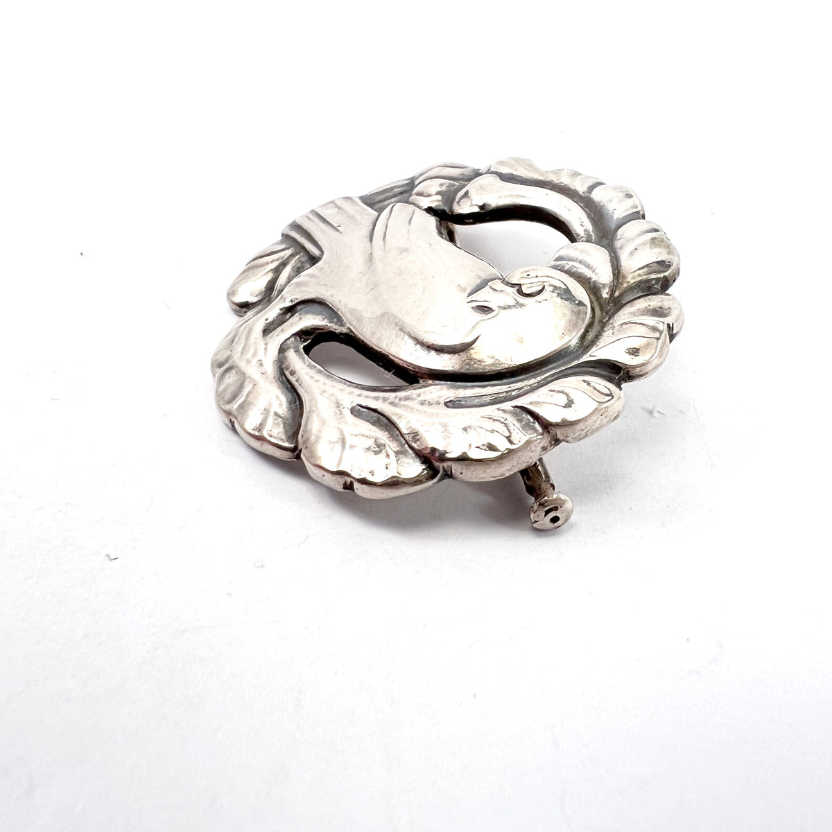 Early Georg Jensen 1915-27 Antique Art Nouveau 830 Silver Brooch. Design no 165.