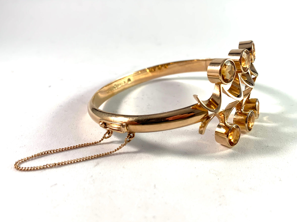Nils Westerback, Finland year 1961, 14k Gold Citrine Bangle Bracelet
