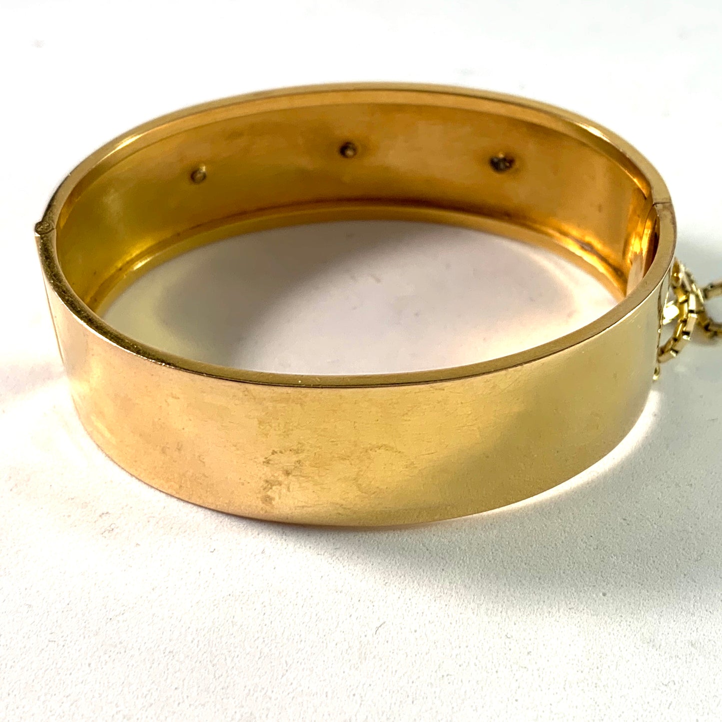 LL&Co, Sweden 1880s Victorian 18k Gold Enamel Seed Pearl Bracelet.