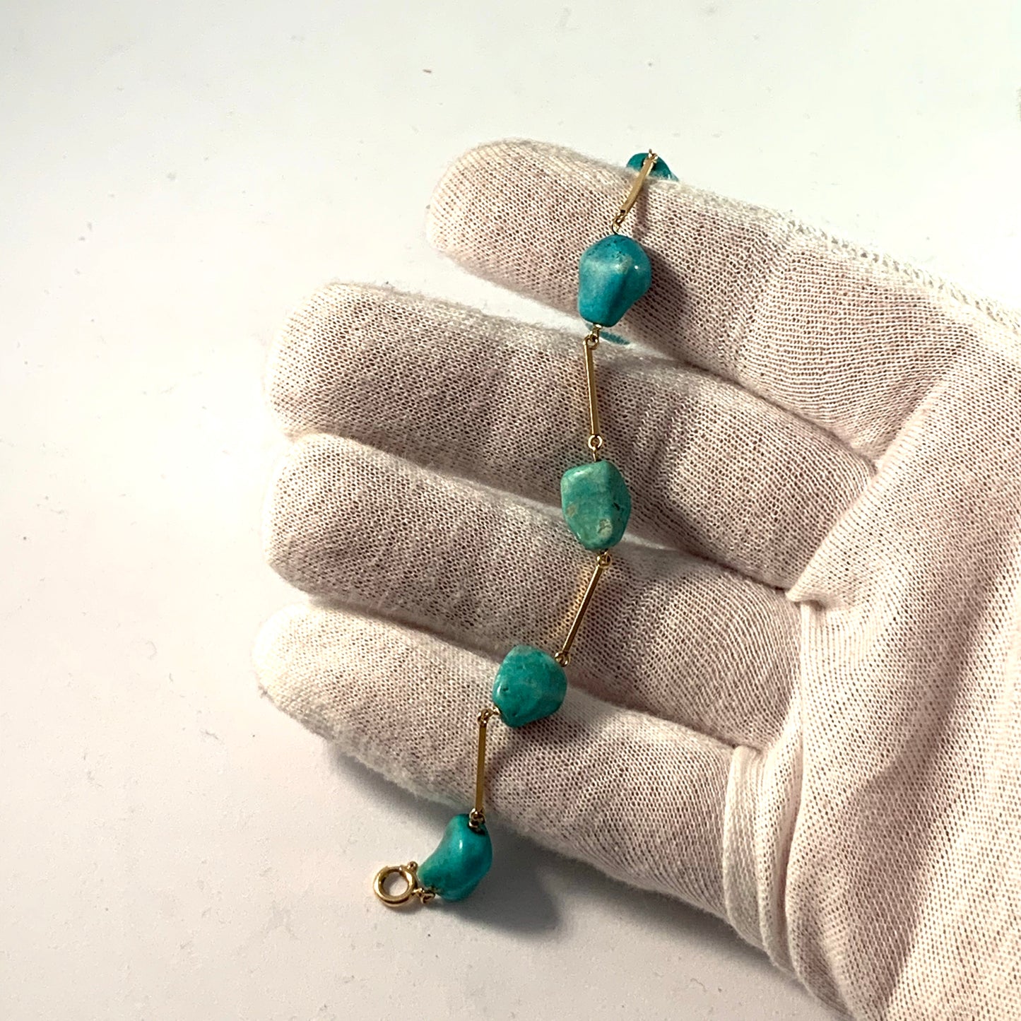 T Ryden, Sweden 1963-70, 18k Gold Turquoise Bracelet.