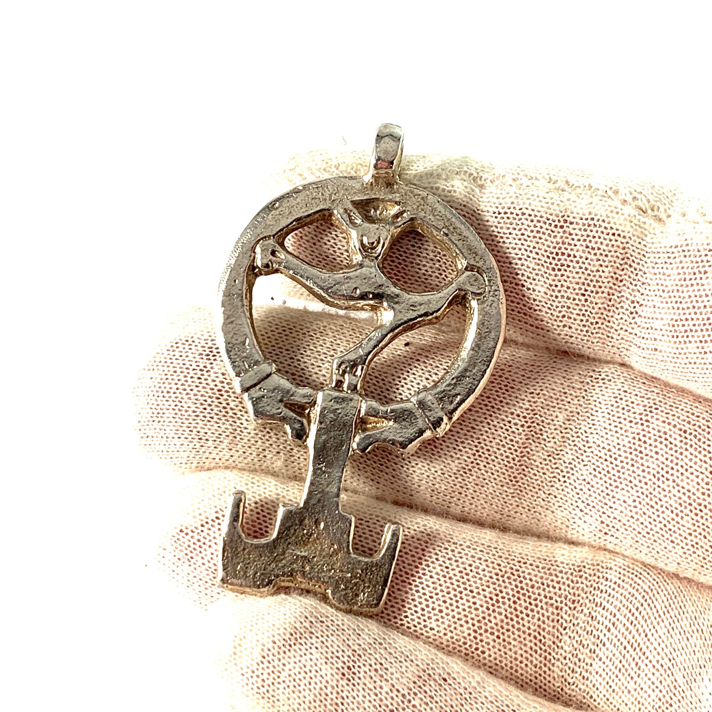 Ba Konstgjuteri, Sweden. Chunky Vintage Sterling Silver Key to Vallhalla Viking Copy Pendant.