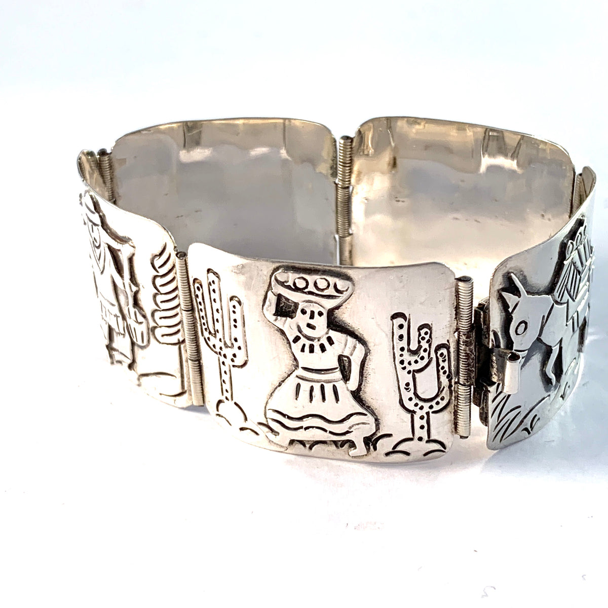 Maker EHP Mexico Vintage Mid Century Sterling Silver Bracelet.