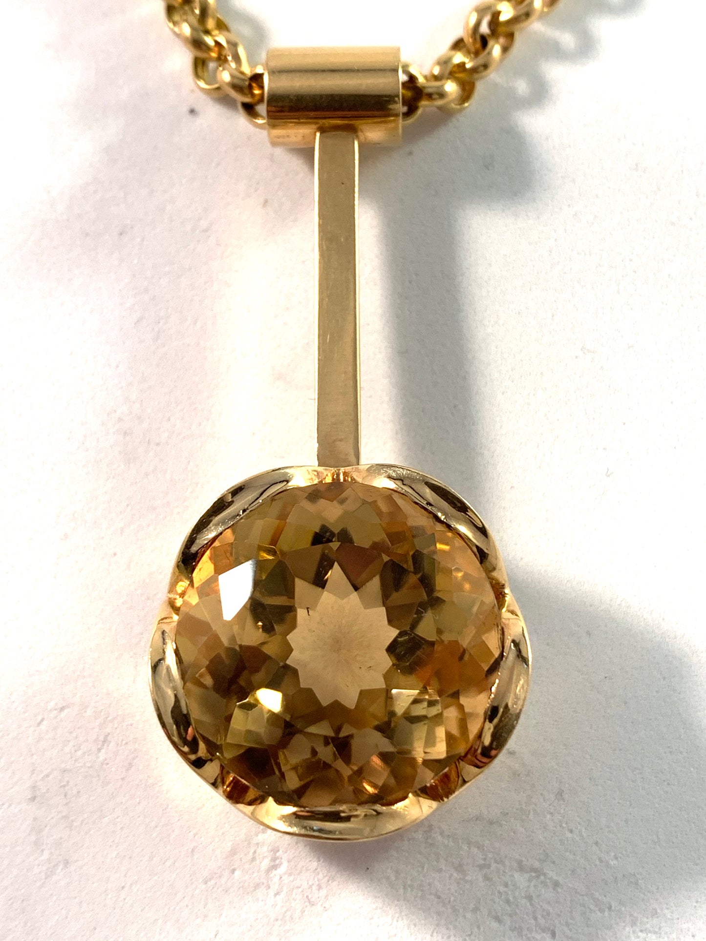 Cecilia Johansson, Sweden 1965, 18k Gold Citrine Necklace 48,6gram
