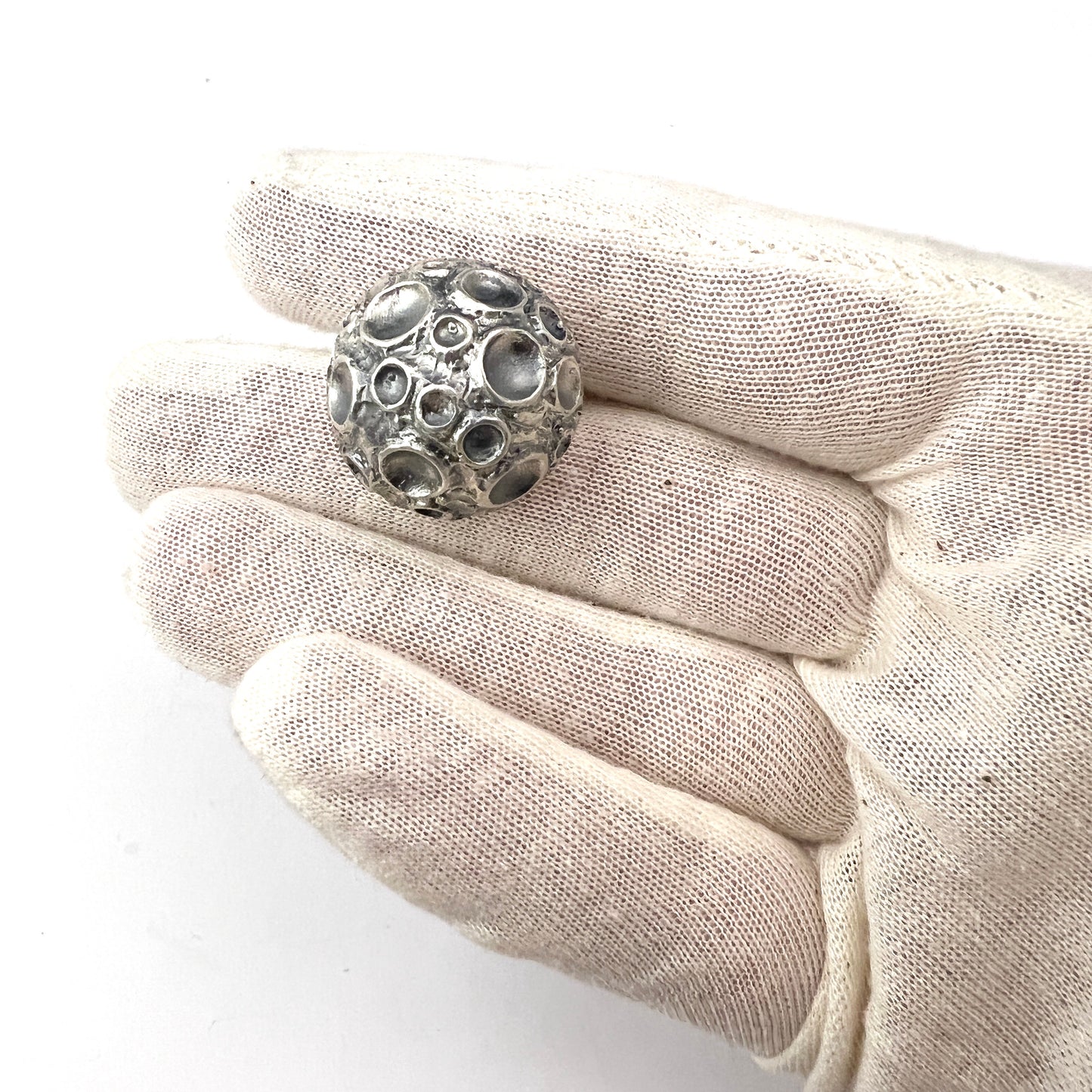 Alpo Tammi, Finland year 1970. Vintage Space Age Moon Surface Silver Ring.
