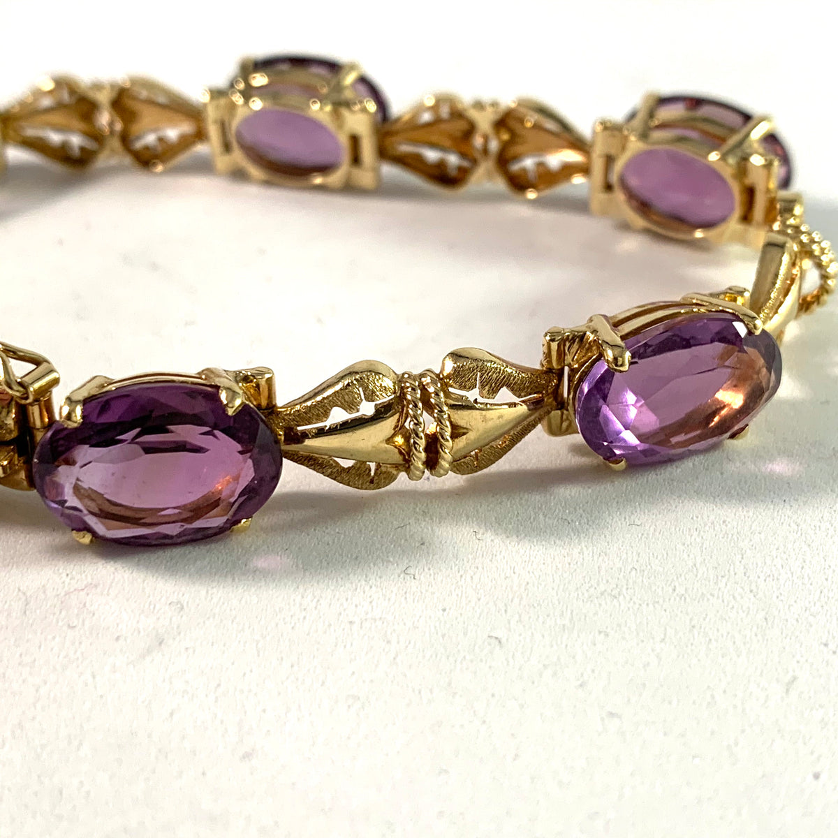 Brazil c 1950-60s Vintage 18k Gold Amethyst Bracelet.