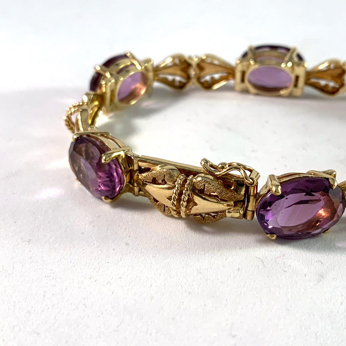 Brazil c 1950-60s Vintage 18k Gold Amethyst Bracelet.