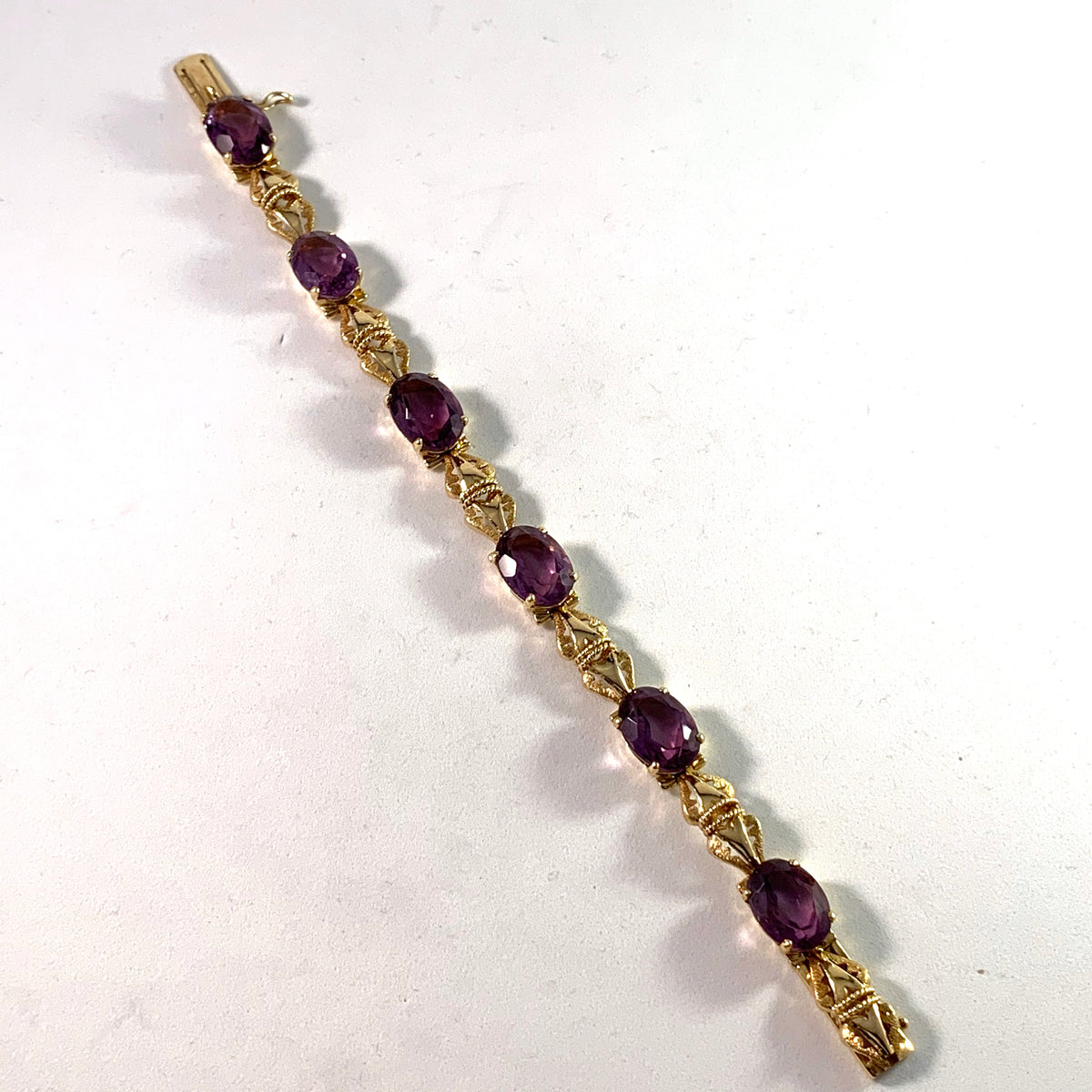 Brazil c 1950-60s Vintage 18k Gold Amethyst Bracelet.