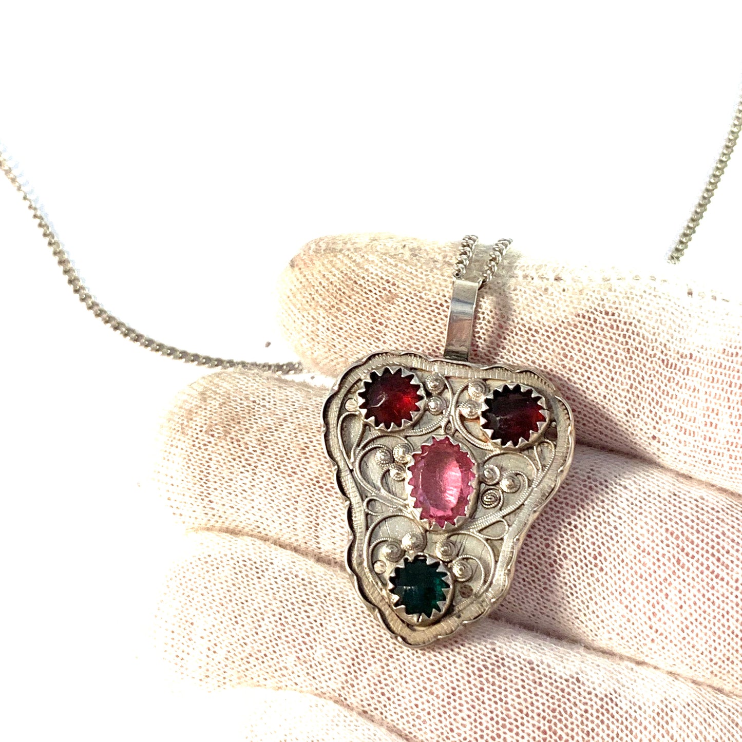 Anders Wessman, Sweden 1844 Early Victorian Solid Silver Pendant + Chain.