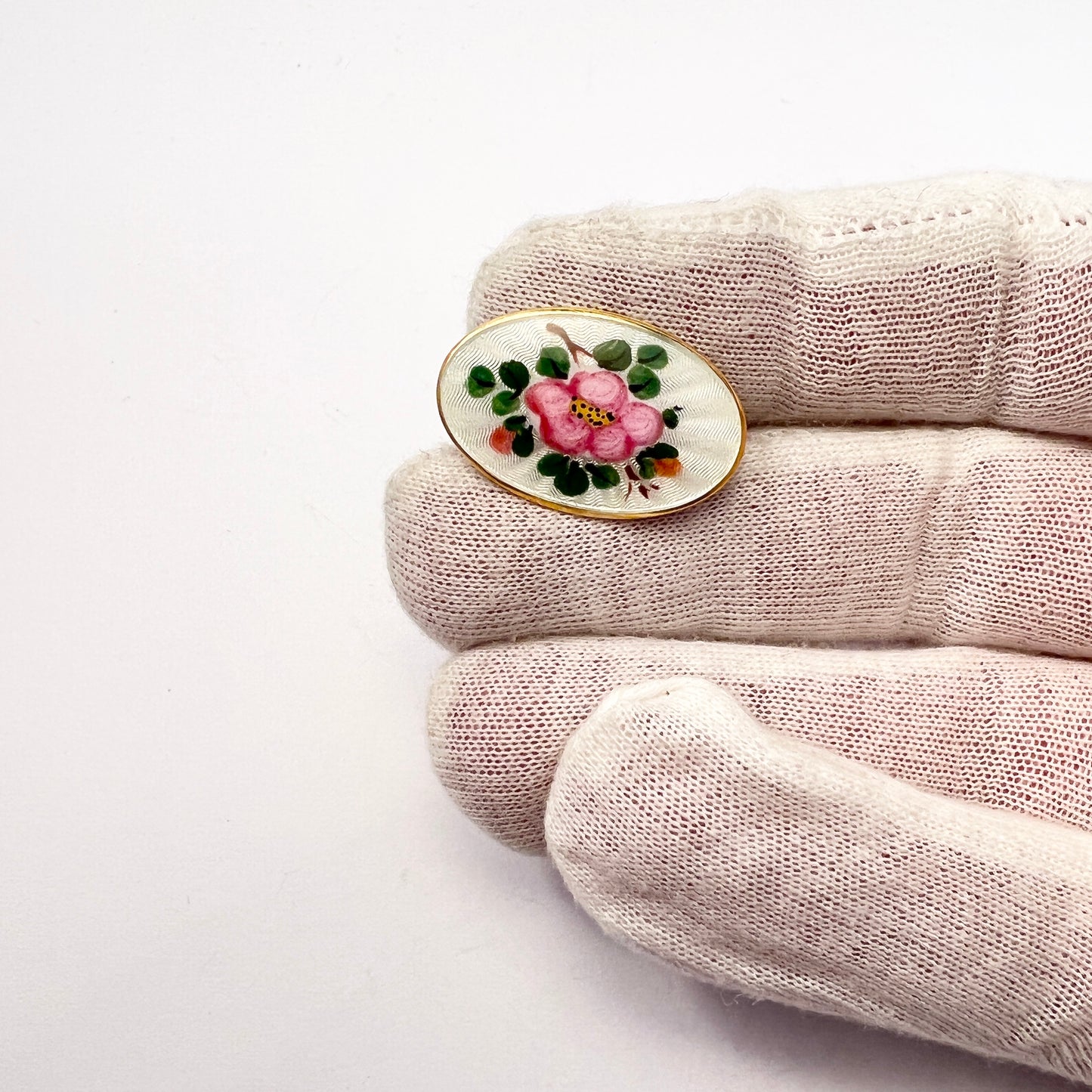 David-Andersen, Norway. Vintage Sterling Silver Enamel Flower Brooch.