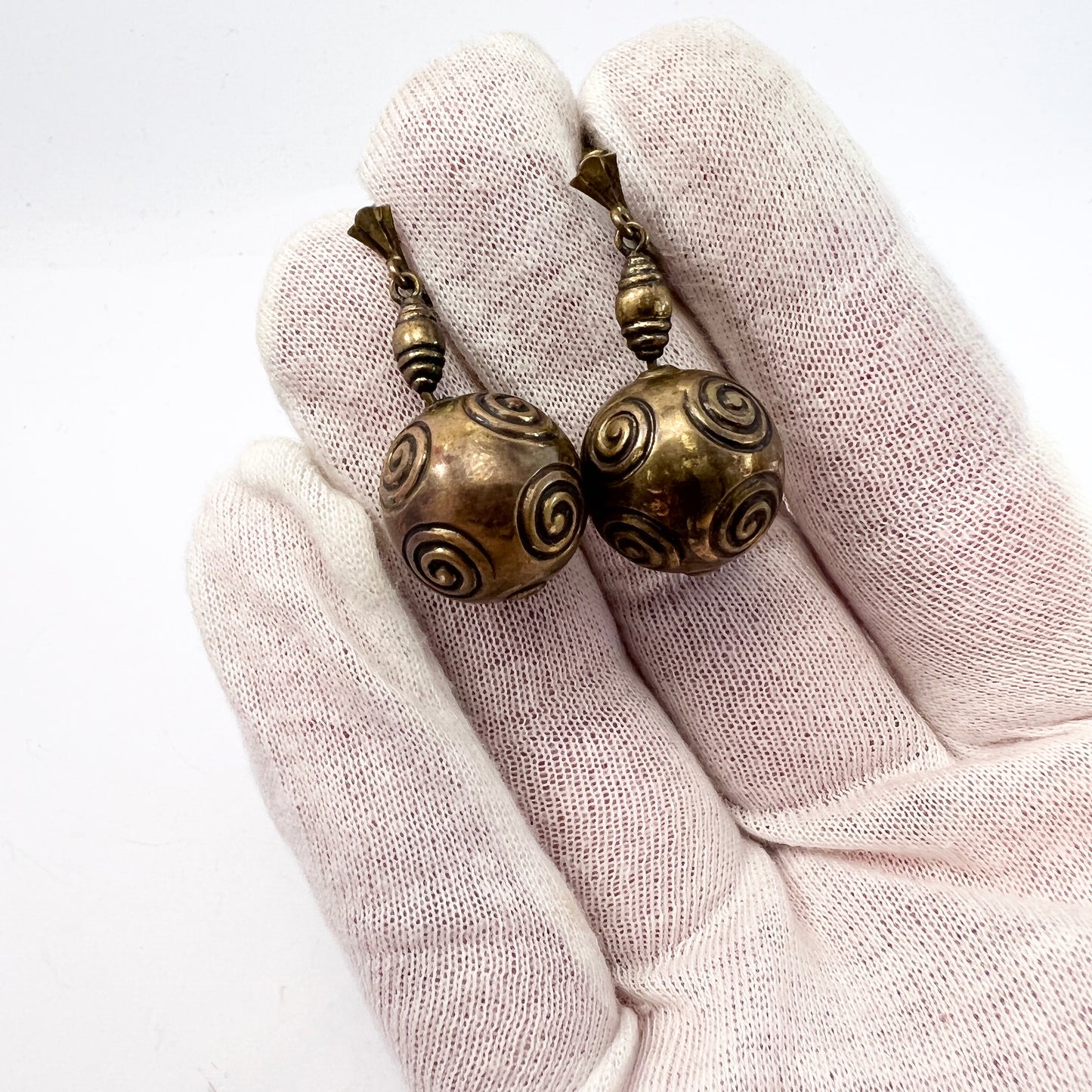 Early Kalevala Koru, Finland Vintage 1950s Bronze Earrings.