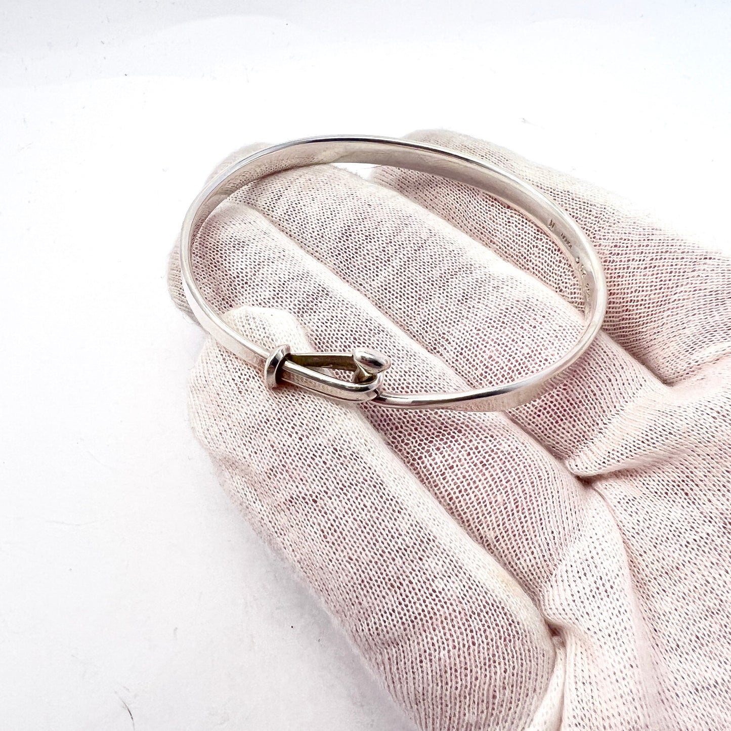 Torun, for Georg Jensen, Denmark. Sterling Silver Open / Close Bangle Bracleet. Design 204.