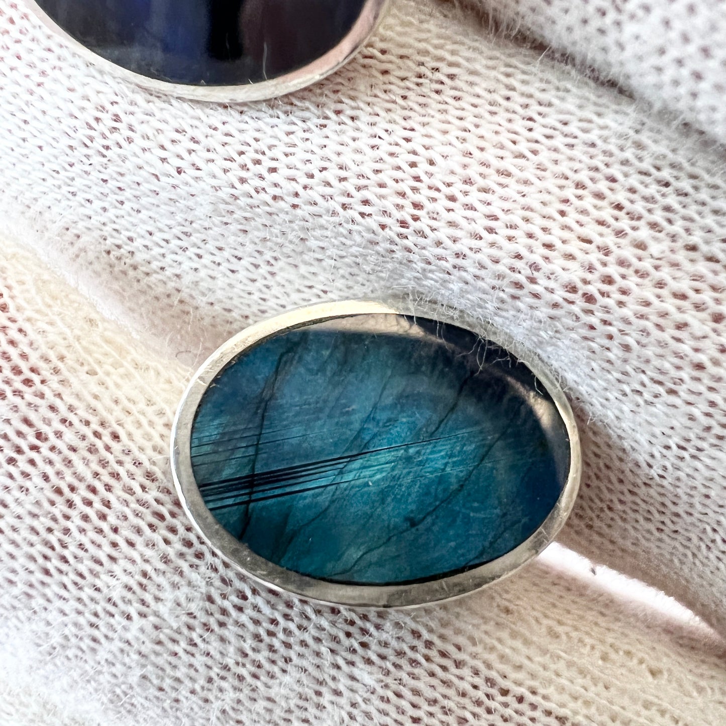 Maker ArC Finland 1994. Vintage Solid Silver Spectrolite Cufflinks.