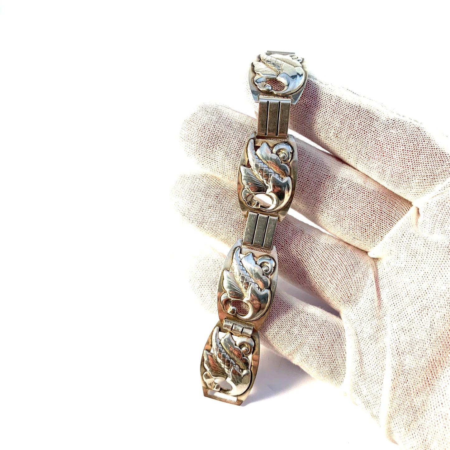 Christian Veilskov、コペンハーゲン、1960 年代のソリッド 830 シルバー リンク ブレスレット。