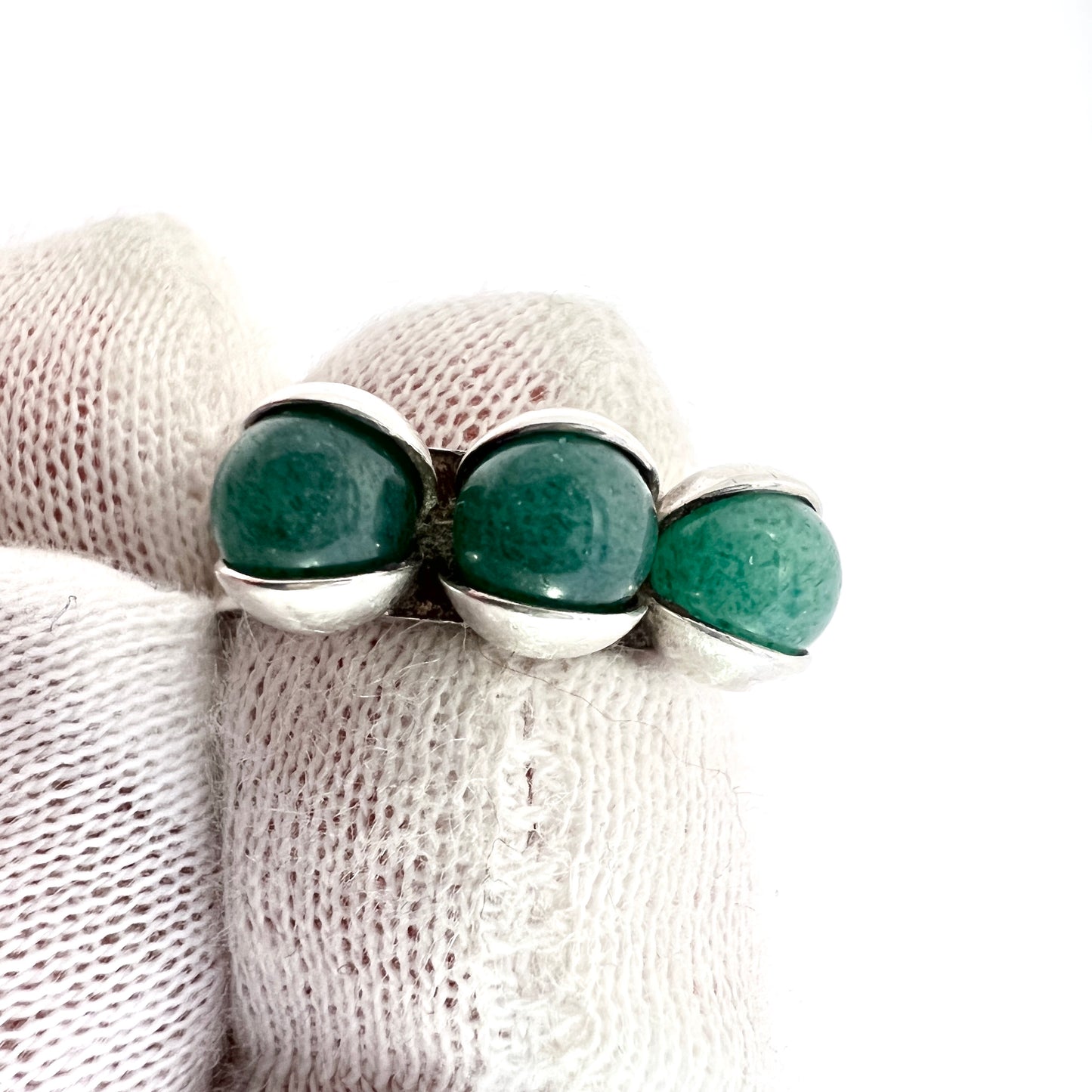 Elis Kauppi, Kupittaan Kulta Finland 1960s. Sterling Silver Kinetic Aventurine Ring.