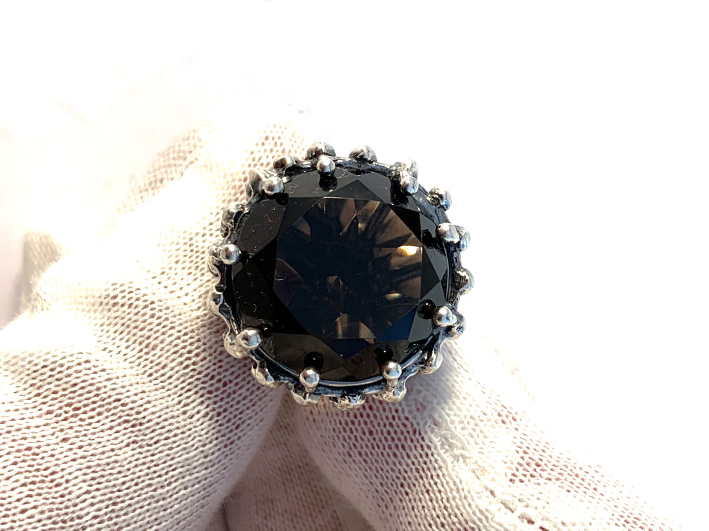 Erik Granit, Finland 1972 Bold Sterling Silver Smoky Quartz Modernist Ring.