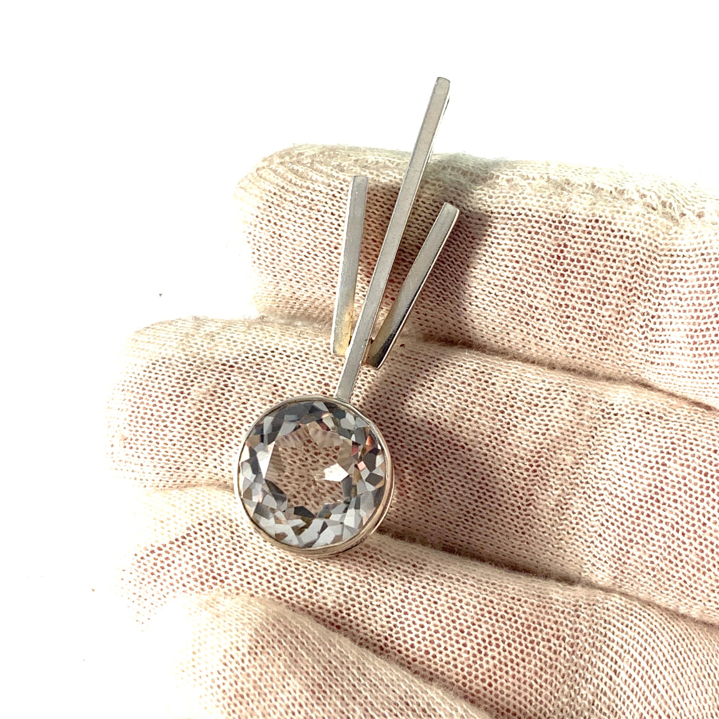 Alton, Sweden year 1967. Solid Silver Rock Crystal Pendant.