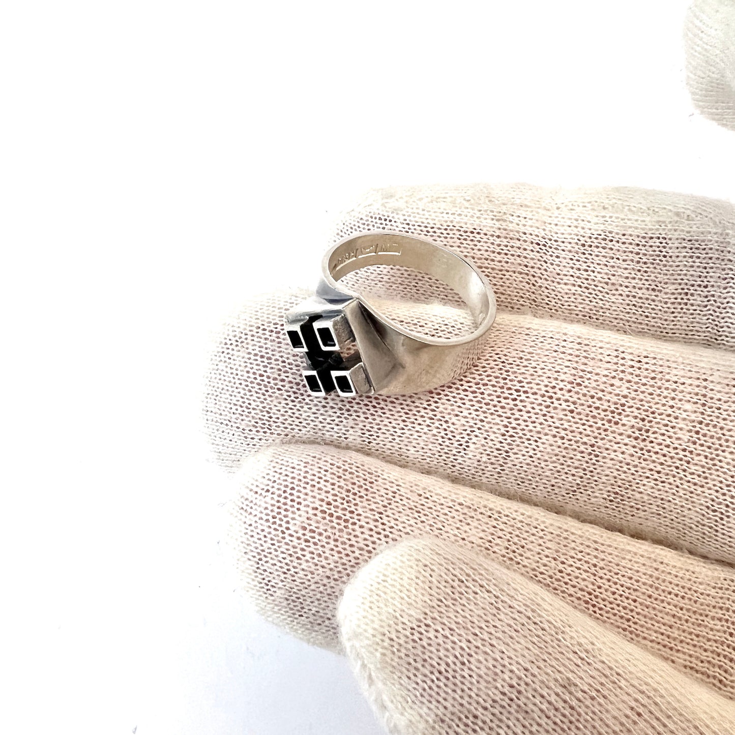 V.Hamara, Finland 1965. Vintage Modernist Solid Silver Ring. Signed.
