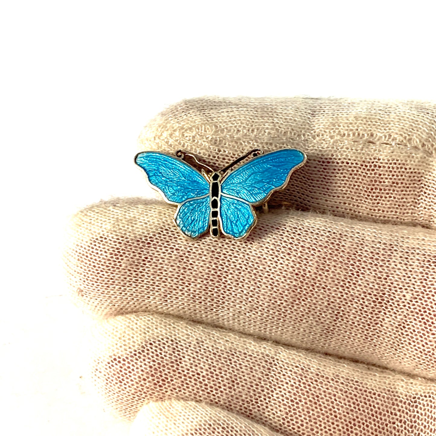 Sporrong, Stockholm 1954. Sterling Silver Enamel Butterfly Brooch.
