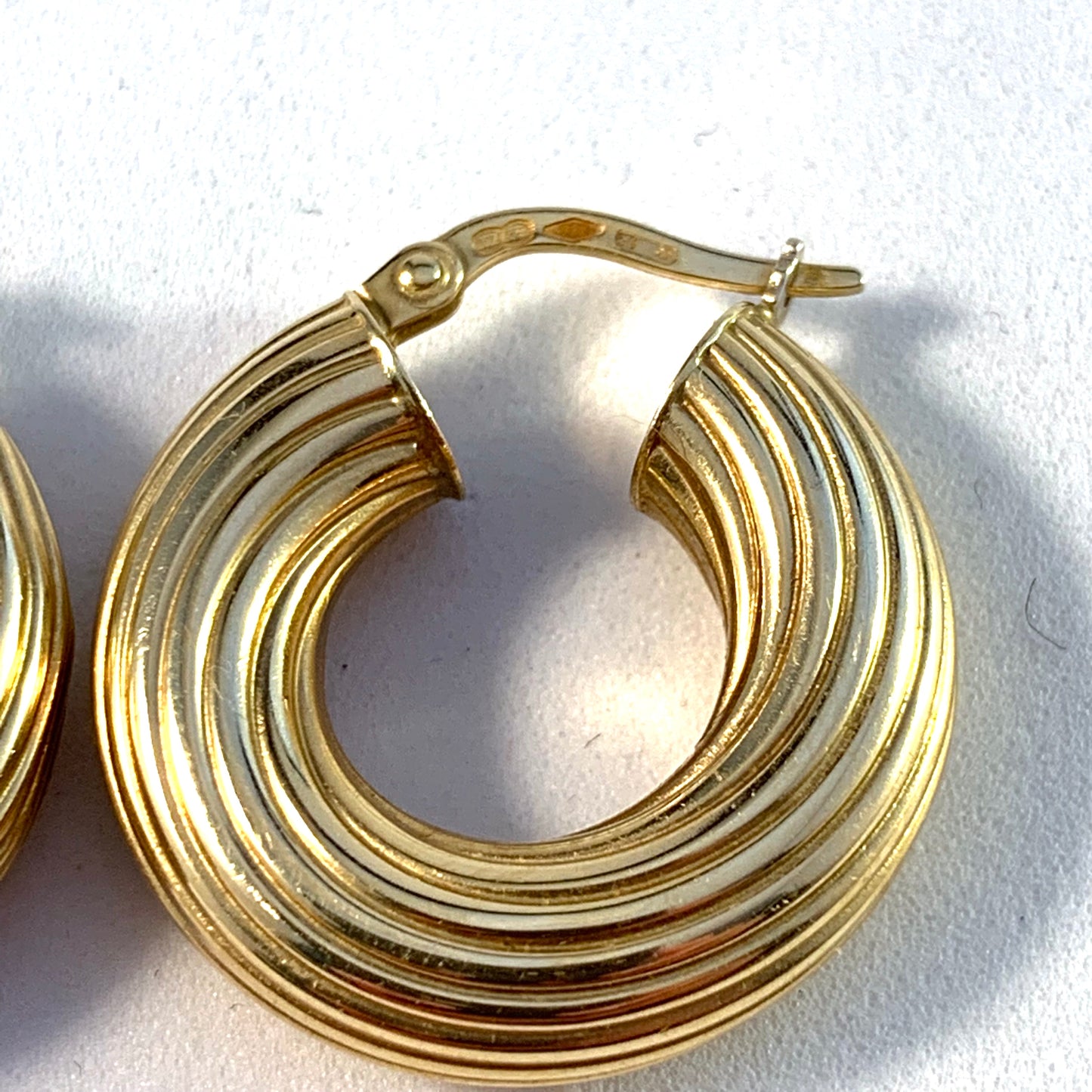 UNO A ERRE, Arezzo, Italy Vintage Large 18k Gold Huggie Earrings.