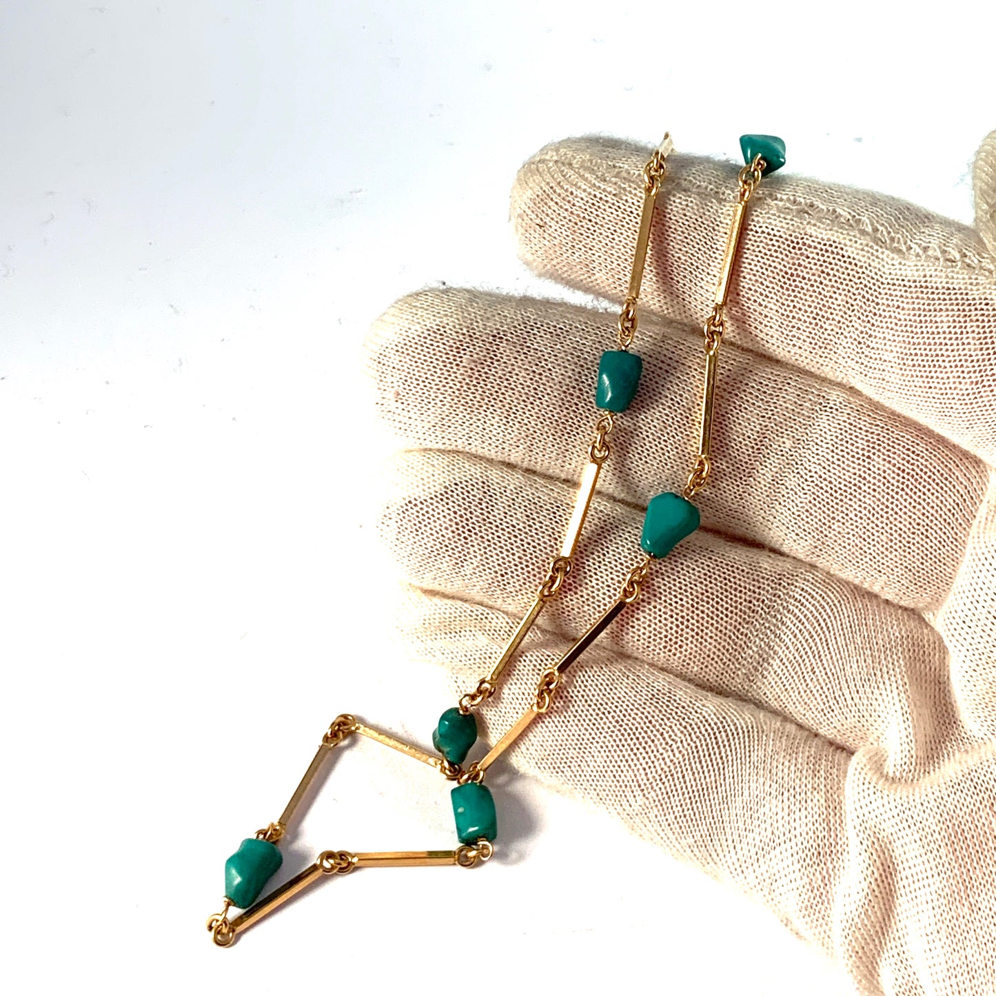 Patrassi Alfredo, Italy 1944-68 Mid Century 18k Gold Turquoise Necklace.