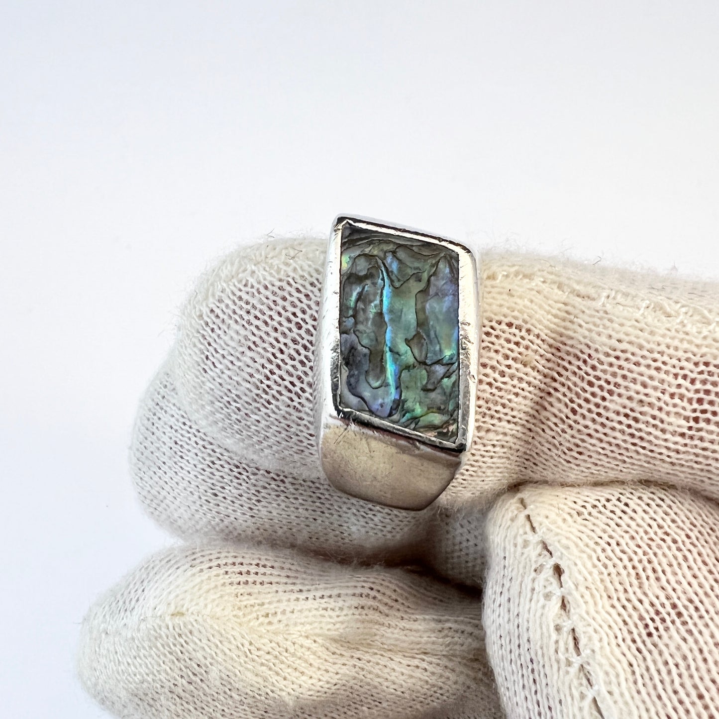 Arne Johansen, Denmark 1950-60s Sterling Silver Abalone Ring.