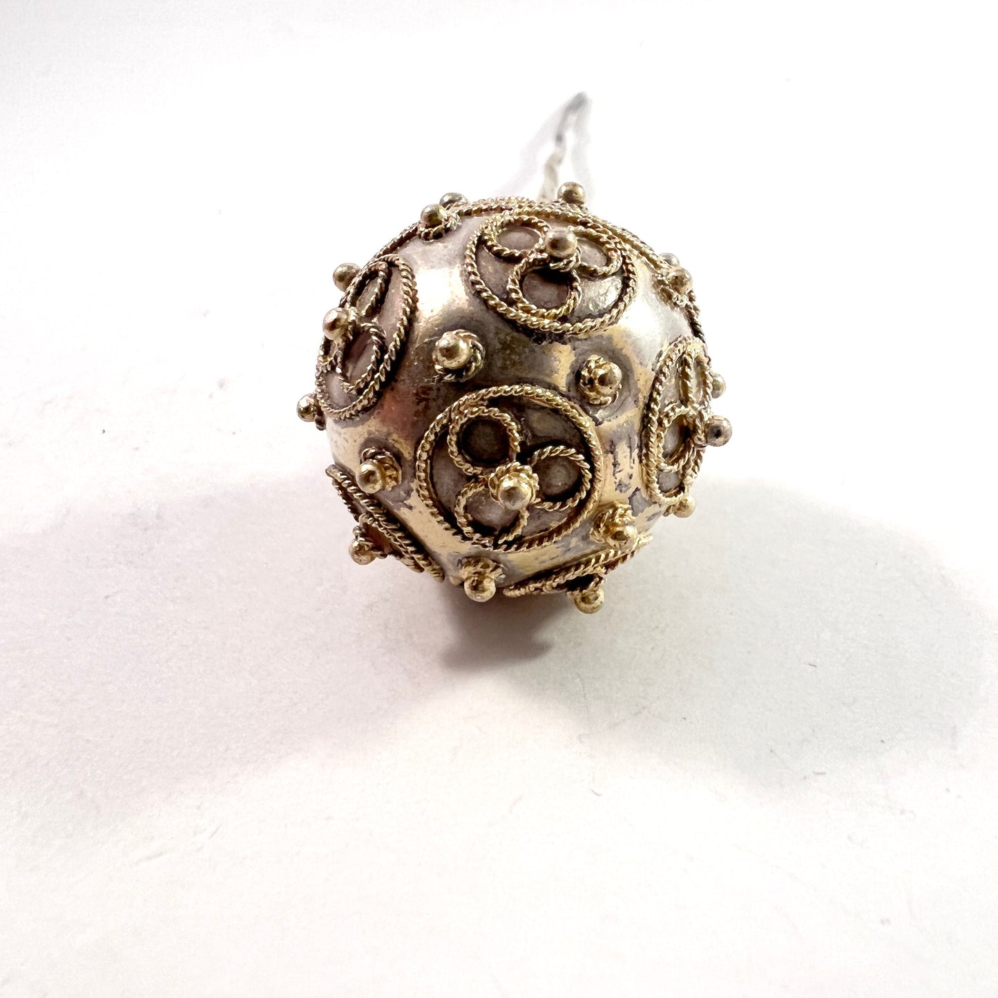 Malmo, Sweden 1882. Antique Victorian Gilt Silver Large Hat Pin