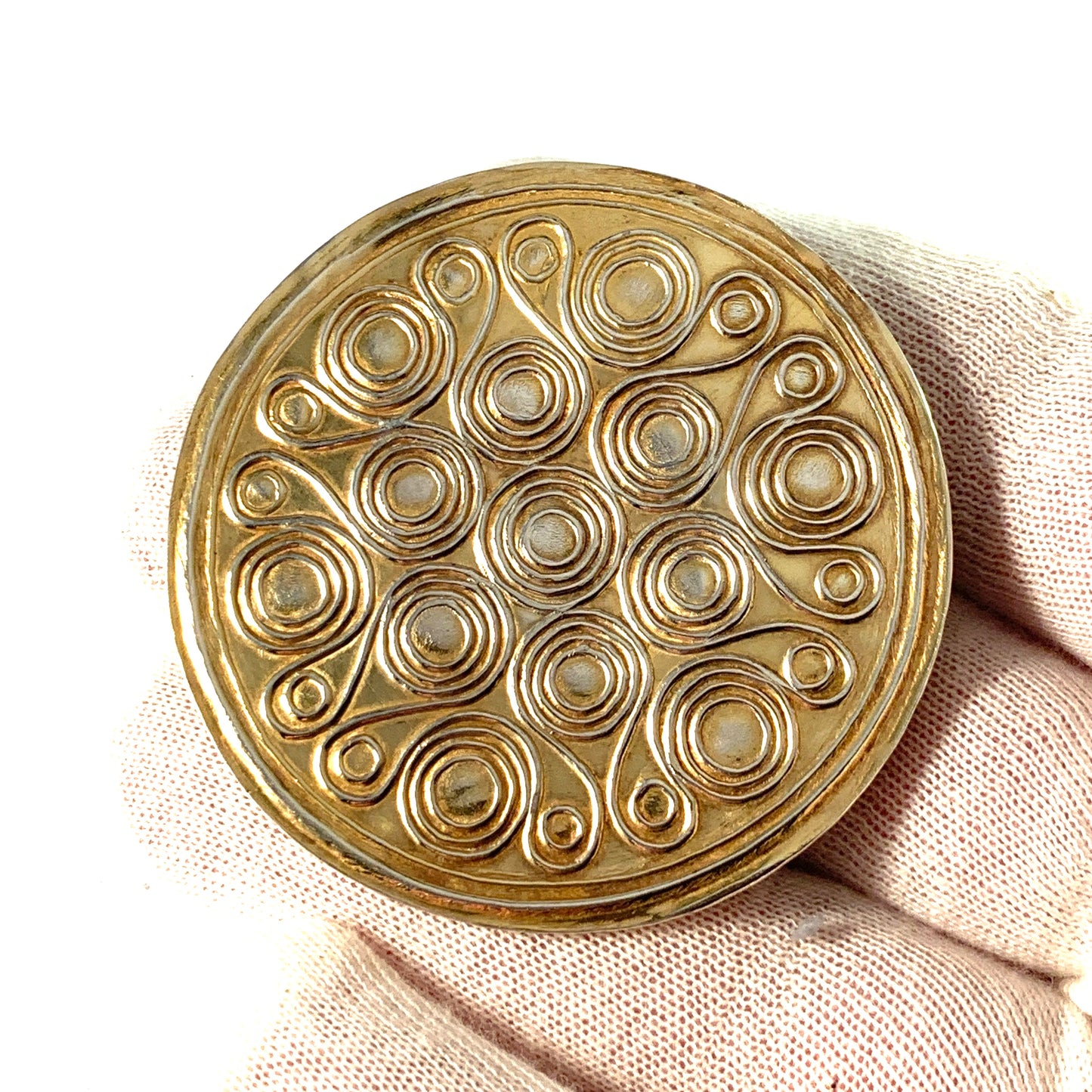 Zolotas, Greece. Vintage gilt Sterling 950 Silver Brooch Pendant.