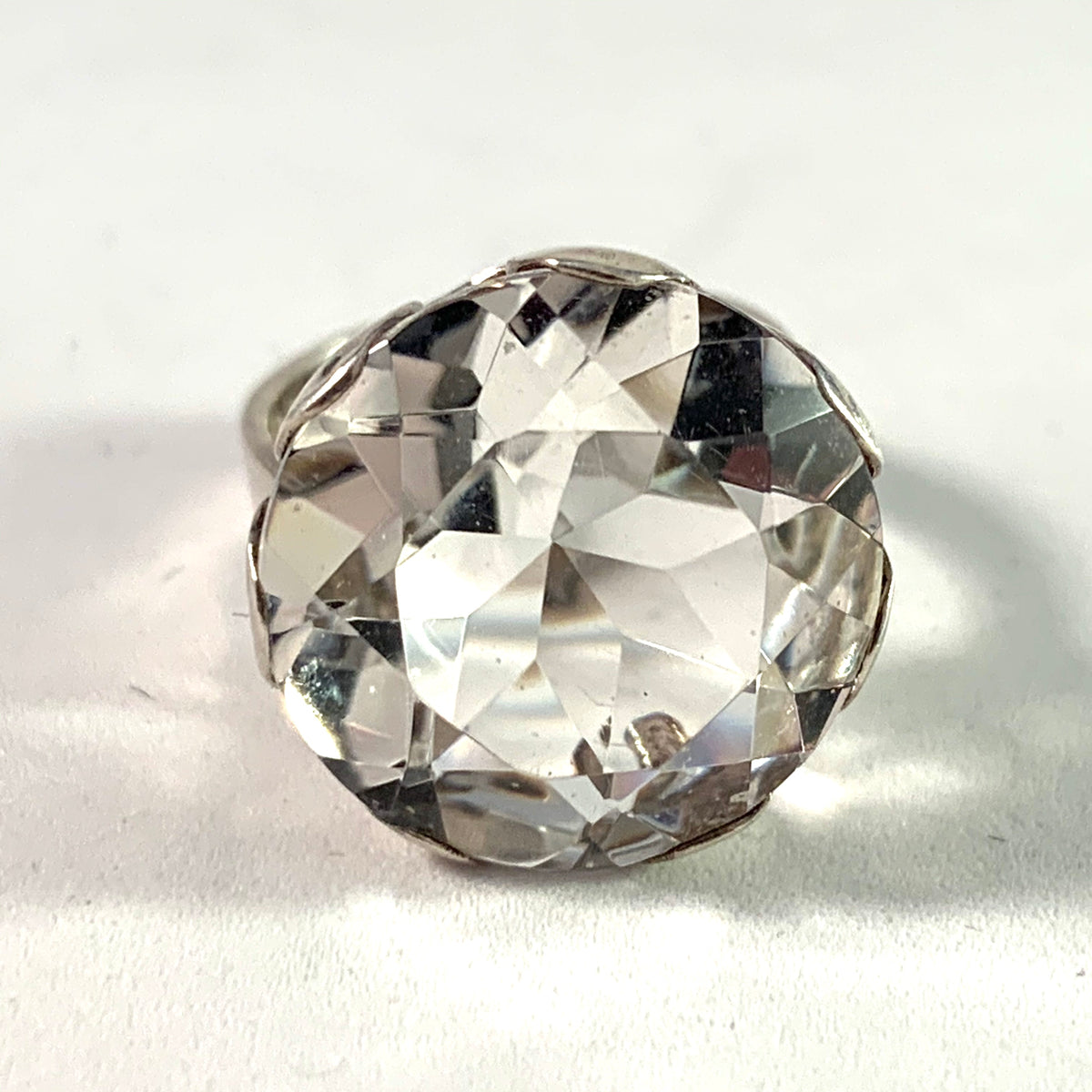 Peter Von Post, Stockholm 1975 Modernist Sterling Rock Crystal Ring