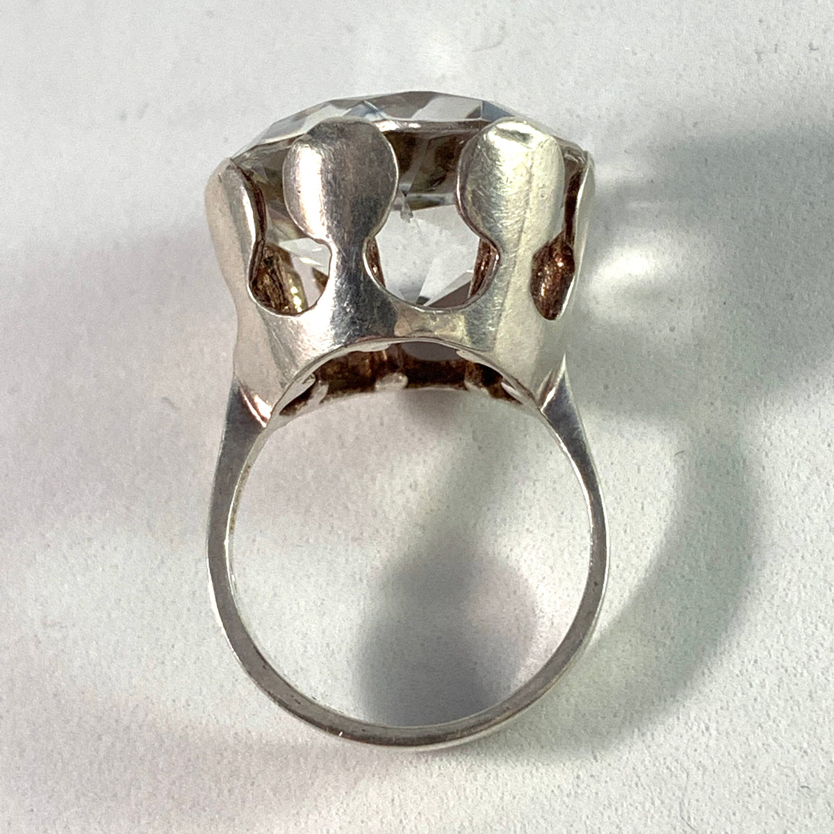 Peter Von Post, Stockholm 1975 Modernist Sterling Rock Crystal Ring