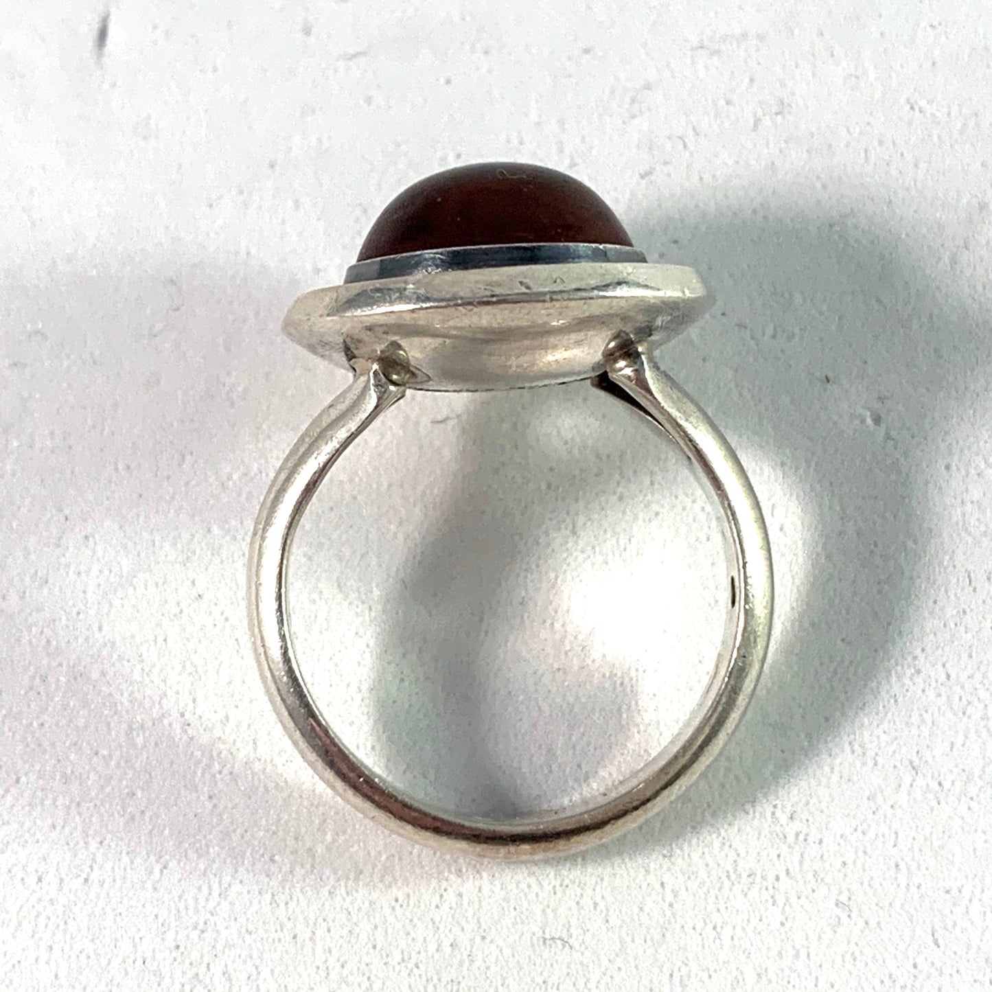 Niels Erik From, Denmark 1960s Sterling Silver Amber Ring.