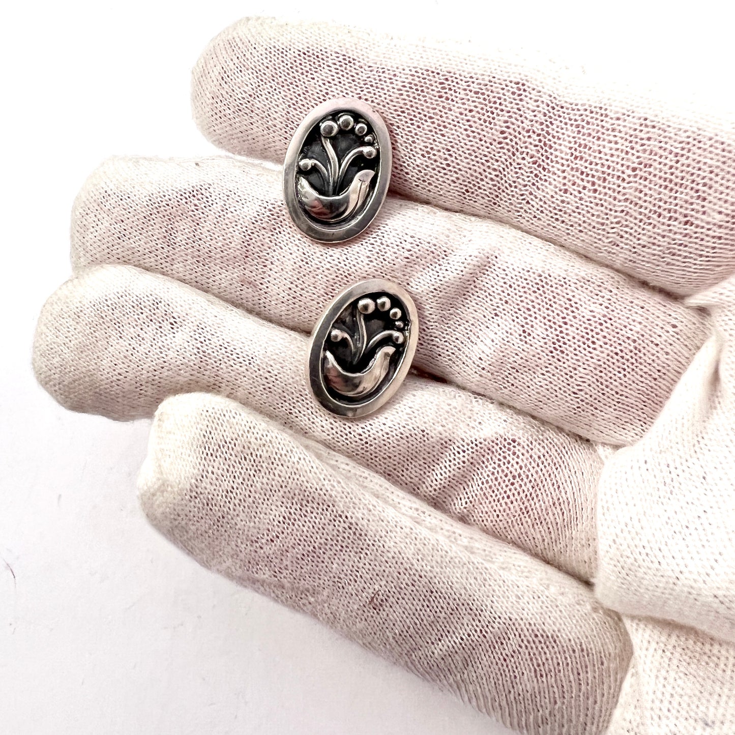 Eiler & Marløe, Denmark 1920s. Solid Silver Art Nouveau Cufflinks.